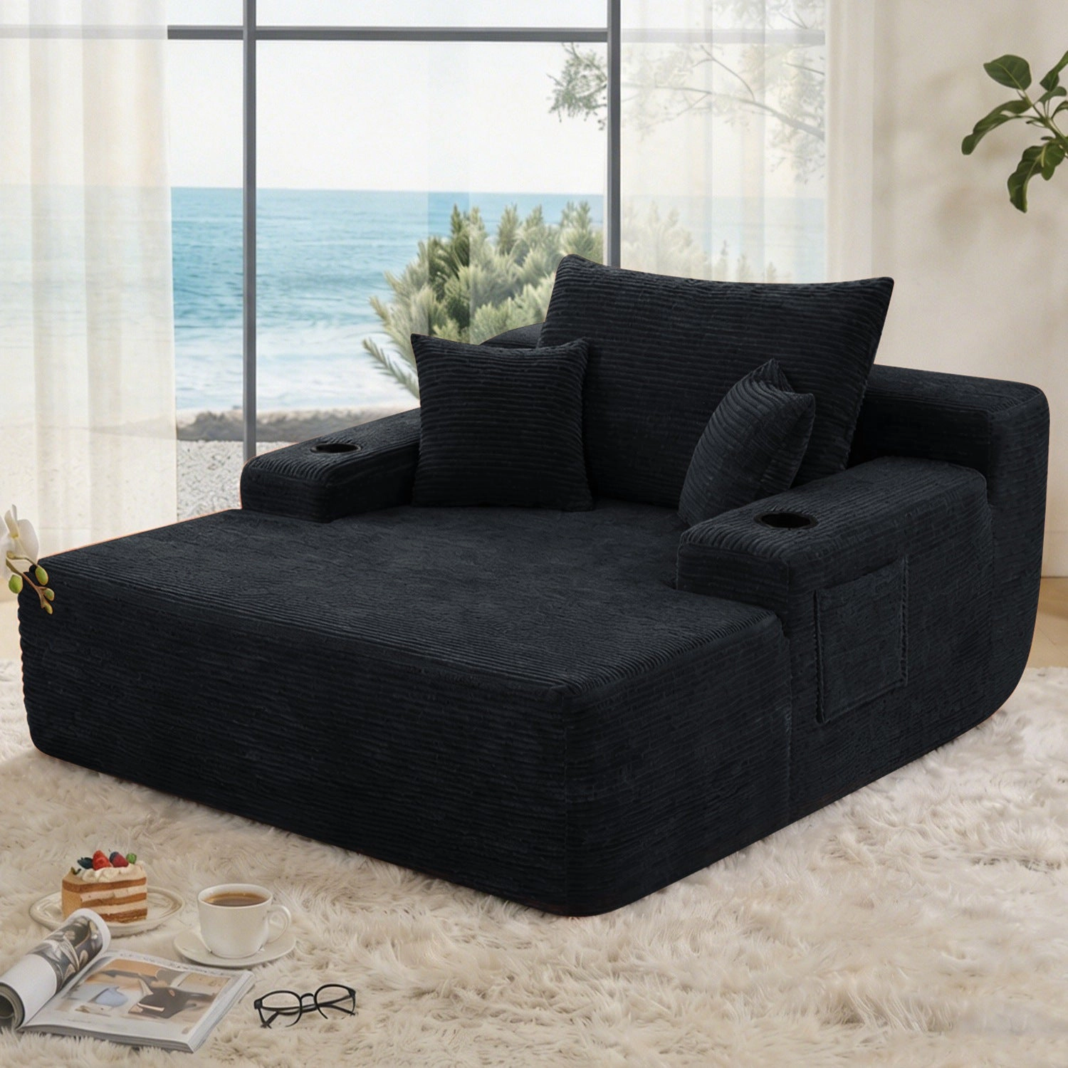 GBruno Foam-Filled Single Seat Chaise Lounge Sofa Bed
