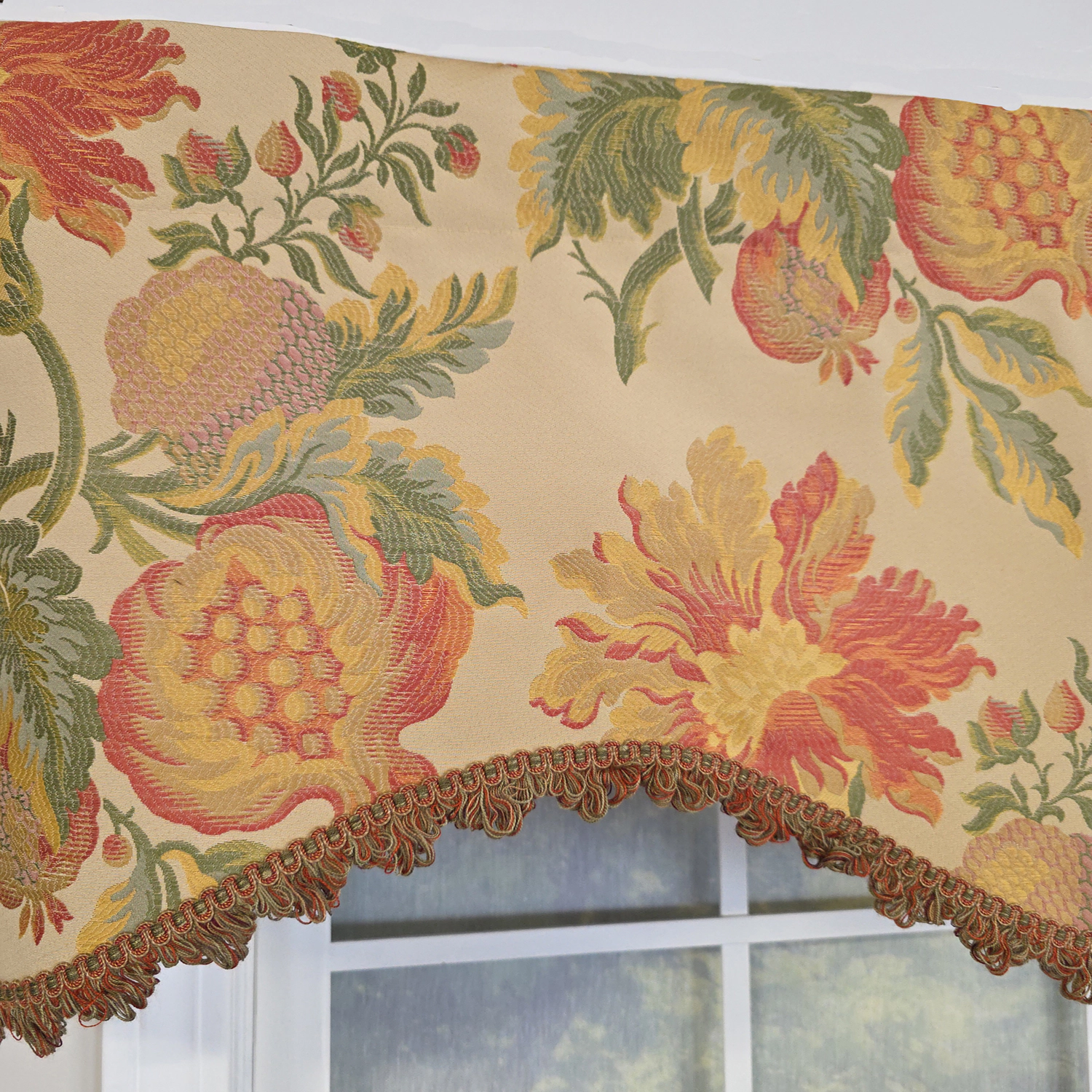 RLF Home 100% Cotton Sublime Cornice  Fully lined Windows Rod Pocket Valance 50" x 17"  Orange