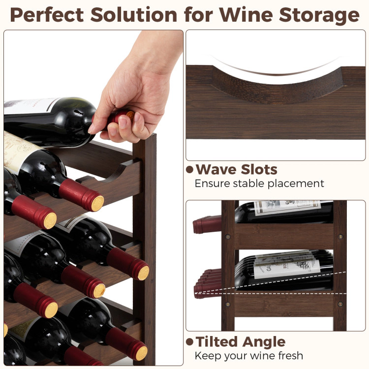 Hivvago 3-Tier Freestanding Bamboo Countertop Wine Bottle Organizer