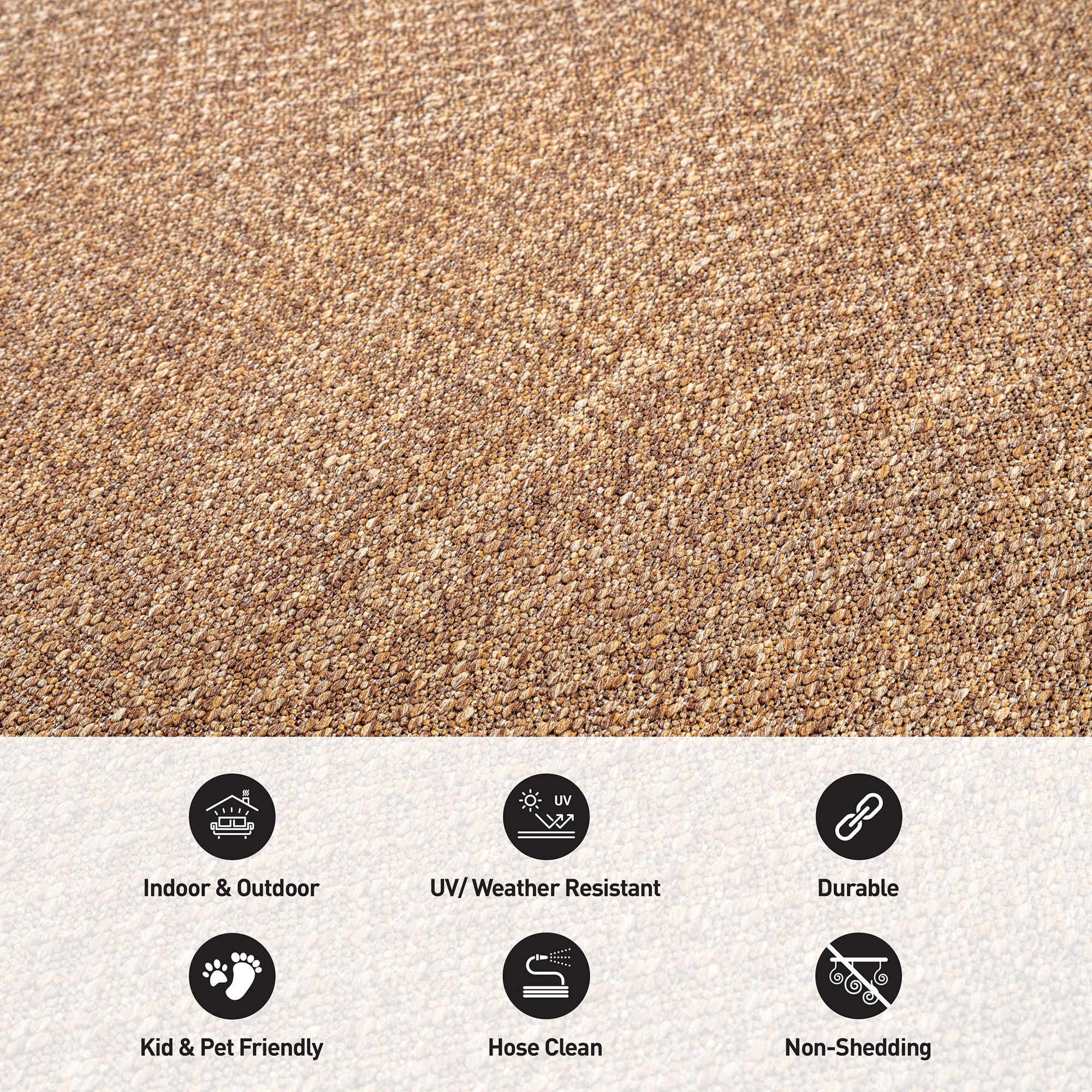 World Rug Gallery Diamond Grid Indoor/Outdoor Flat Woven Area Rug-Natural Jute-Style Patio for Backyard Porch Deck