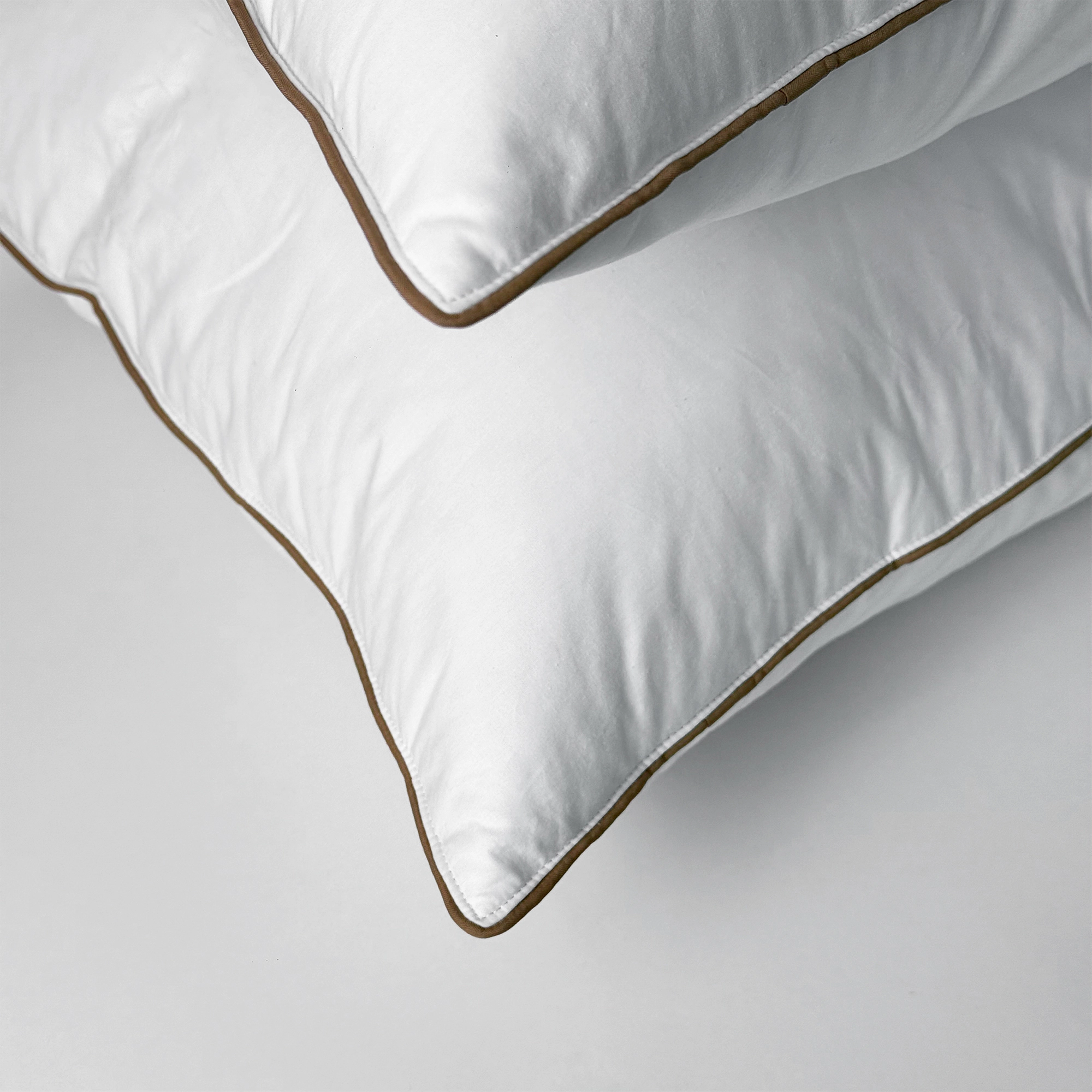 Unikome 100% Cotton Quilted Goose Feather Pillow Set of 2, Soft Support Bed Pillows