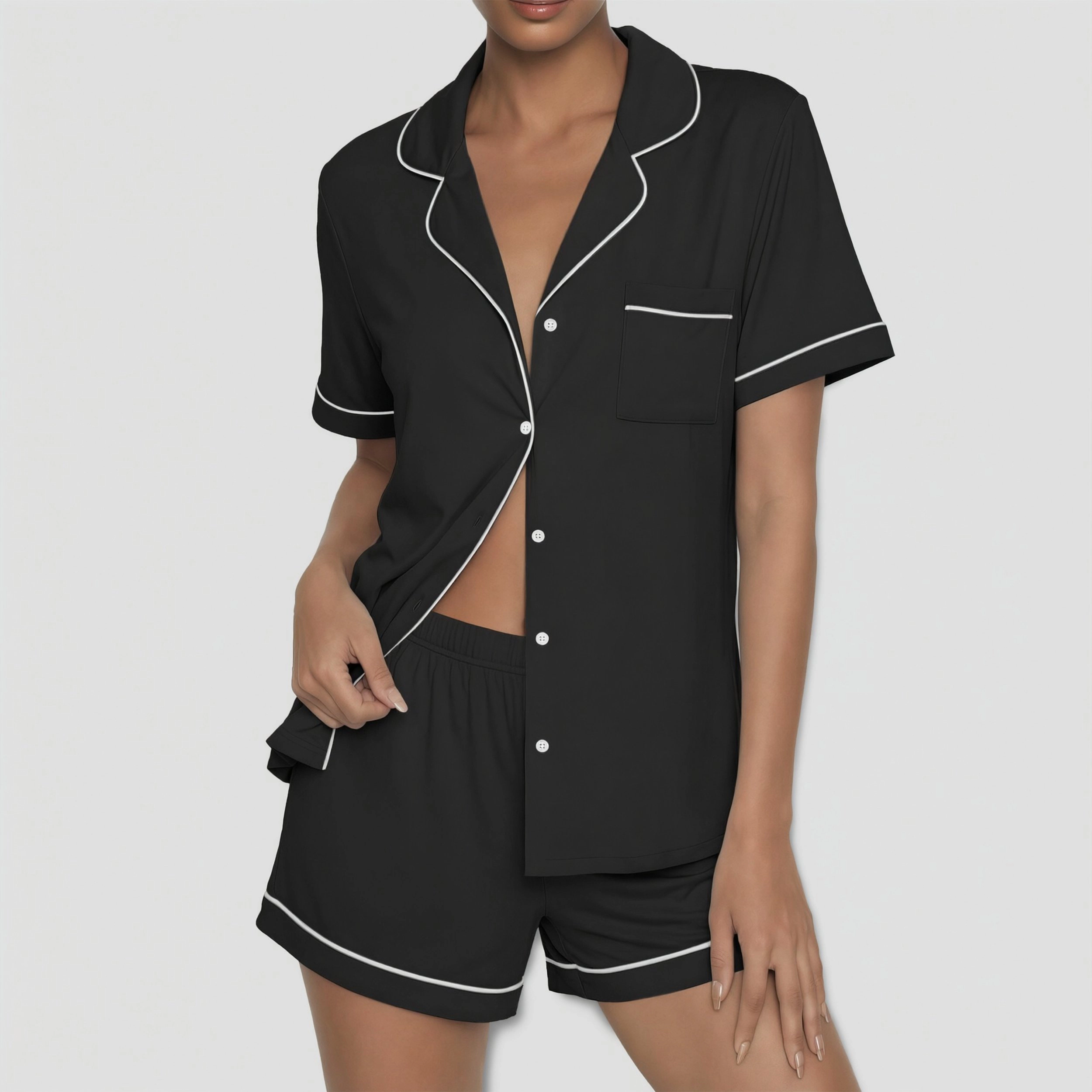 Ekouaer Womens Pajama Sets Button Up Summer Cute Pjs Two Piece Short Sleeve Sleepwear Lounge Set