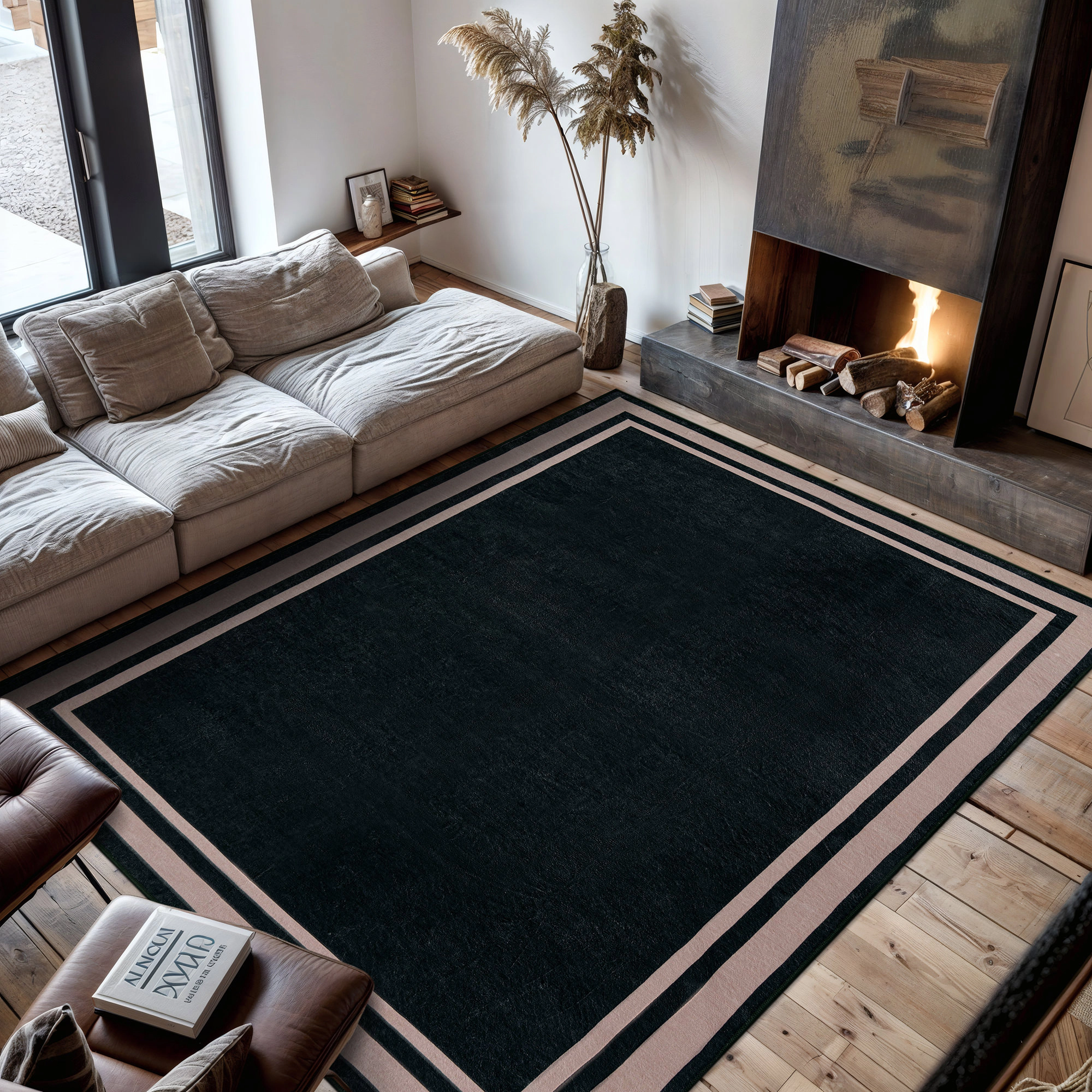 World Rug Gallery Framed Border Machine Washable Indoor Area Rug