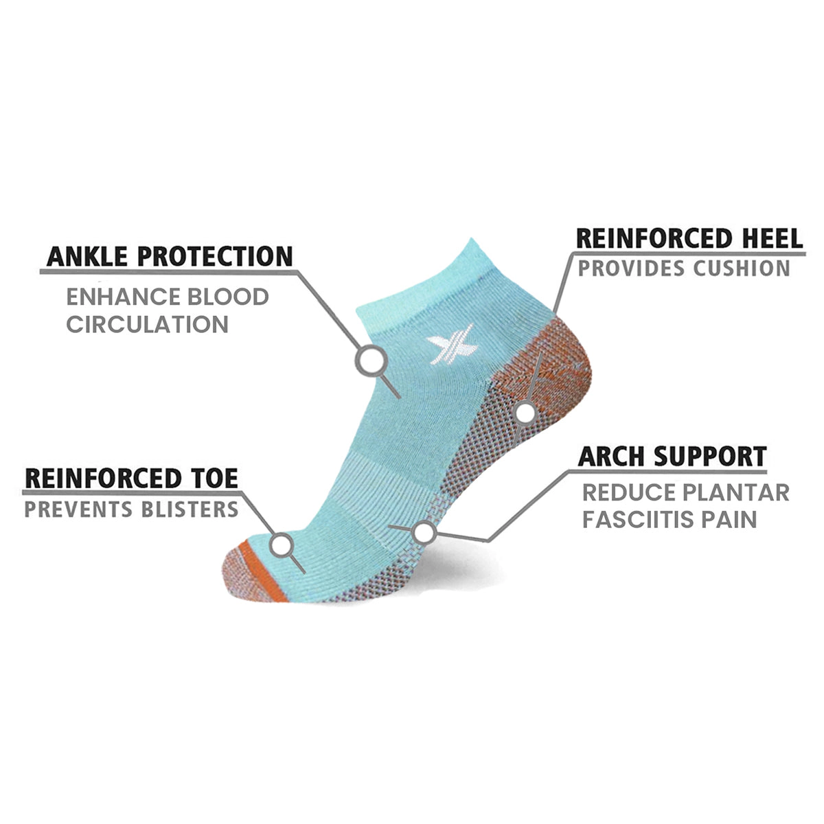 Extreme Fit Copper Compression Ankle Socks - 6 Pair