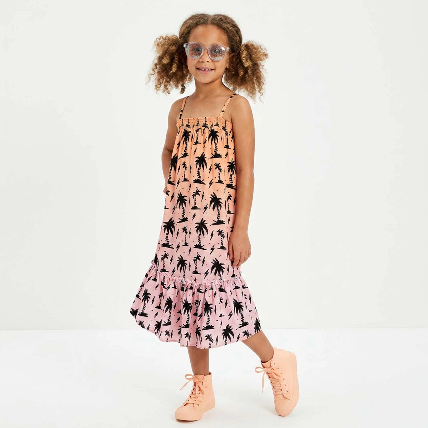 Rockets of Awesome Palm Print Maxi Dress for Girls