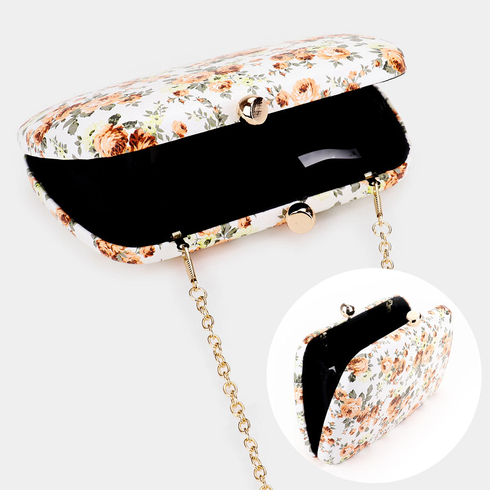 Fashnzfab Flower Pattern Faux Leather Clutch Bag