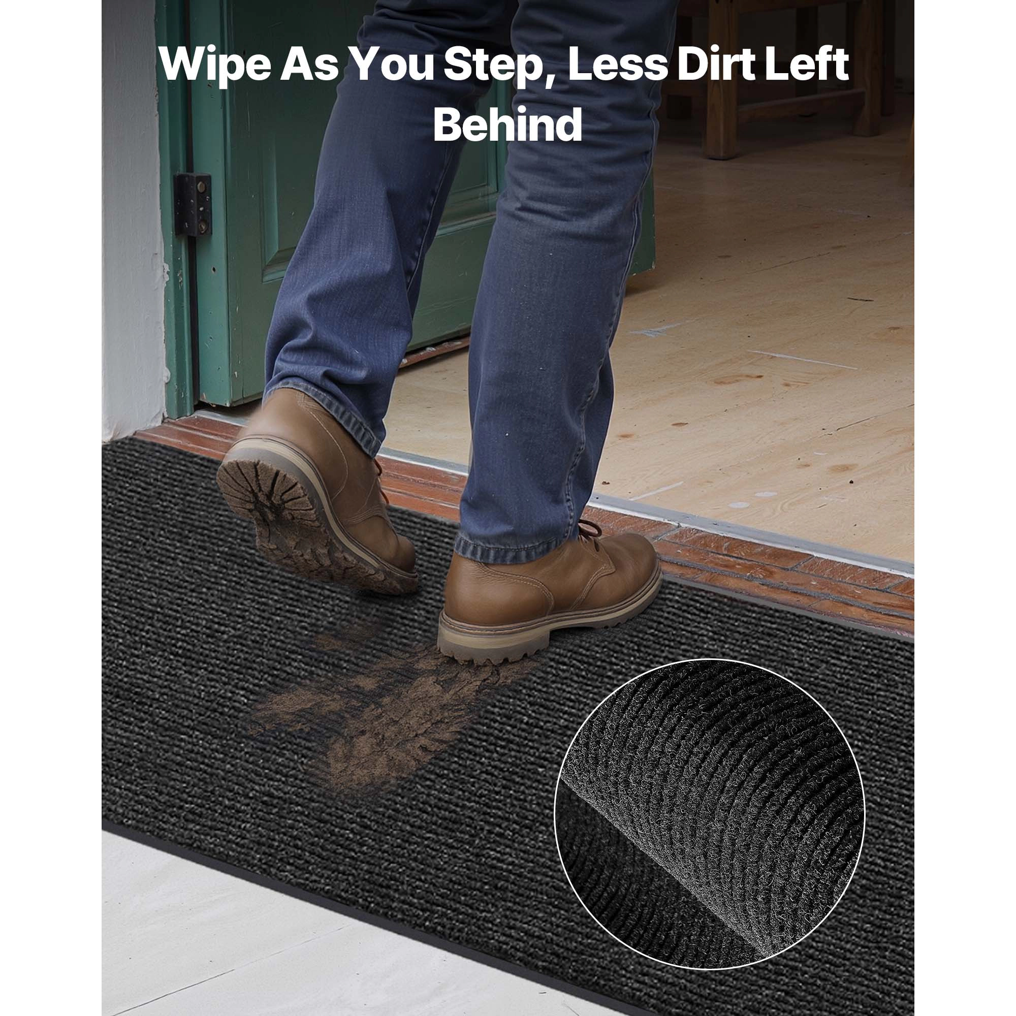HONGGE Front Door Mat Commercial Floor Mat for Indoor and Outdoor Stylish Striped Industrial Carpet with PVC Backing