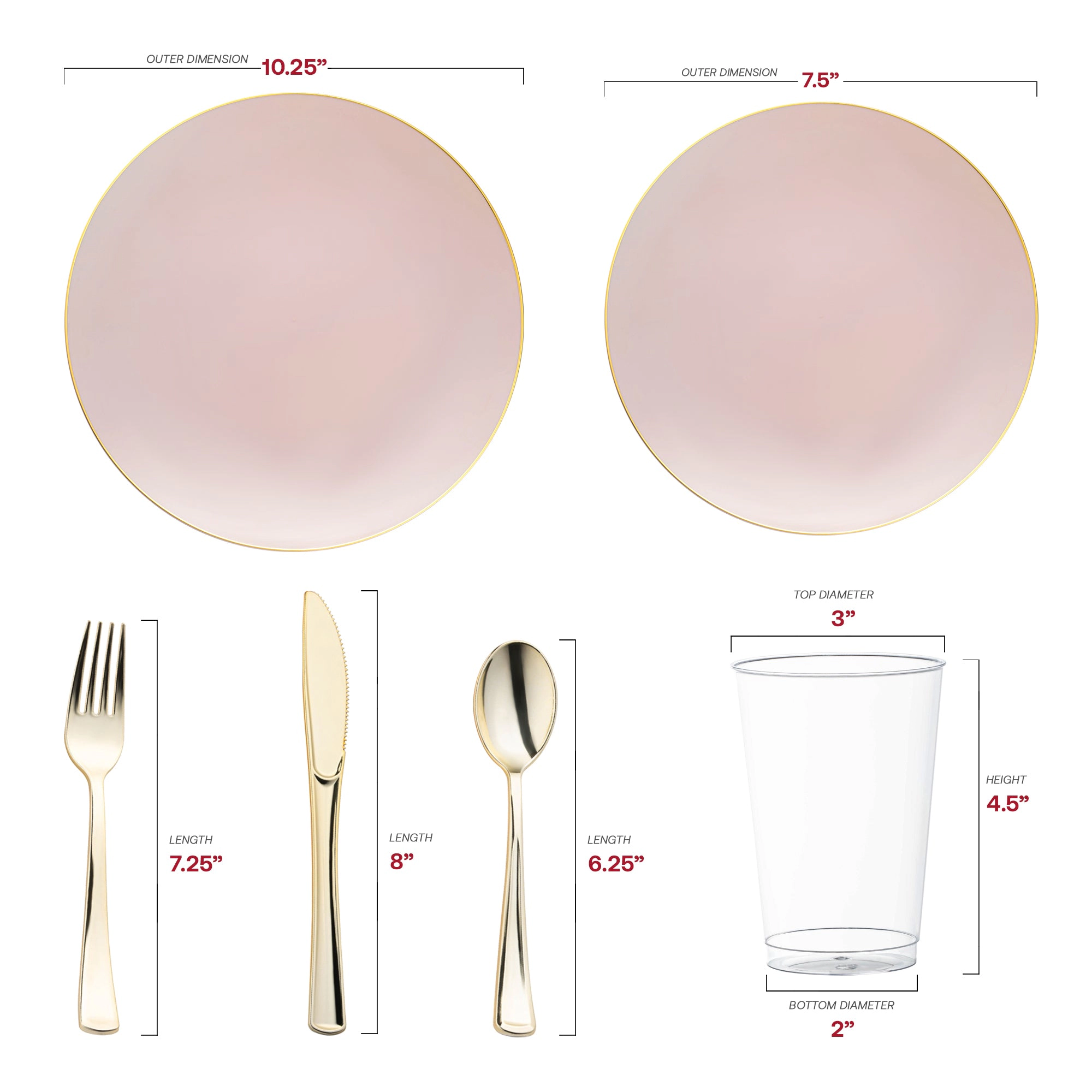 Smarty Had A Party Pink with Gold Organic Round Disposable Plastic Wedding Value Set