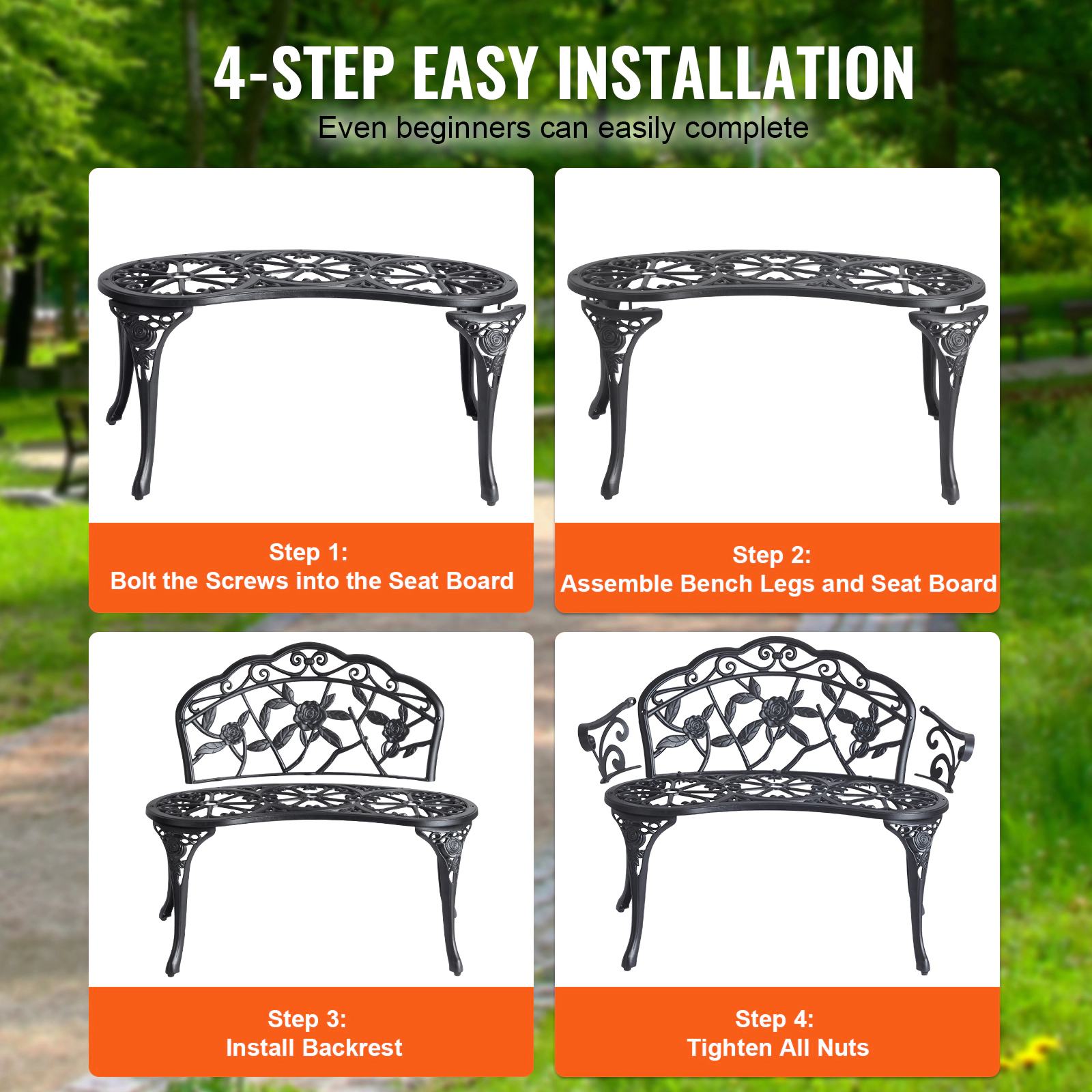 HONGGE Outdoor Bench Garden Bench Outdoor Garden Bench with Bench Patio Bench Garden