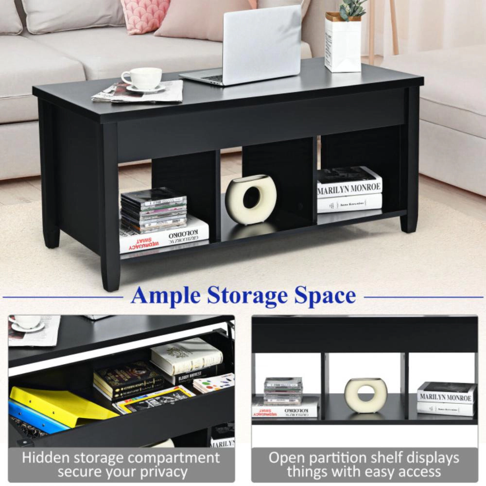 Hivvago Lift Top Coffee Table With Hidden Storage Compartment-Black