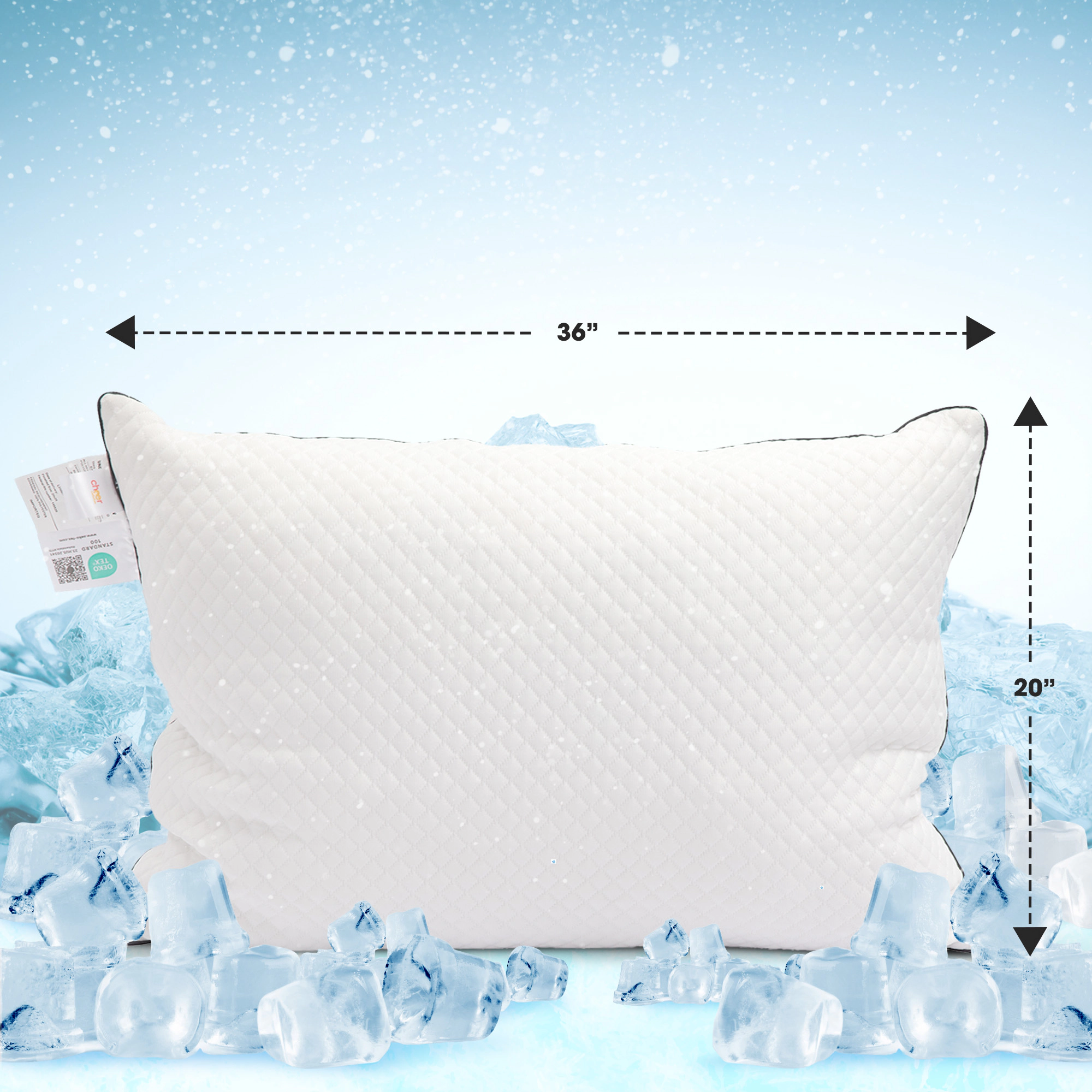 Cheer Collection Cooling Ice Fiber Bed Pillow with Plush Foam Blend and Machine-Washable Cover