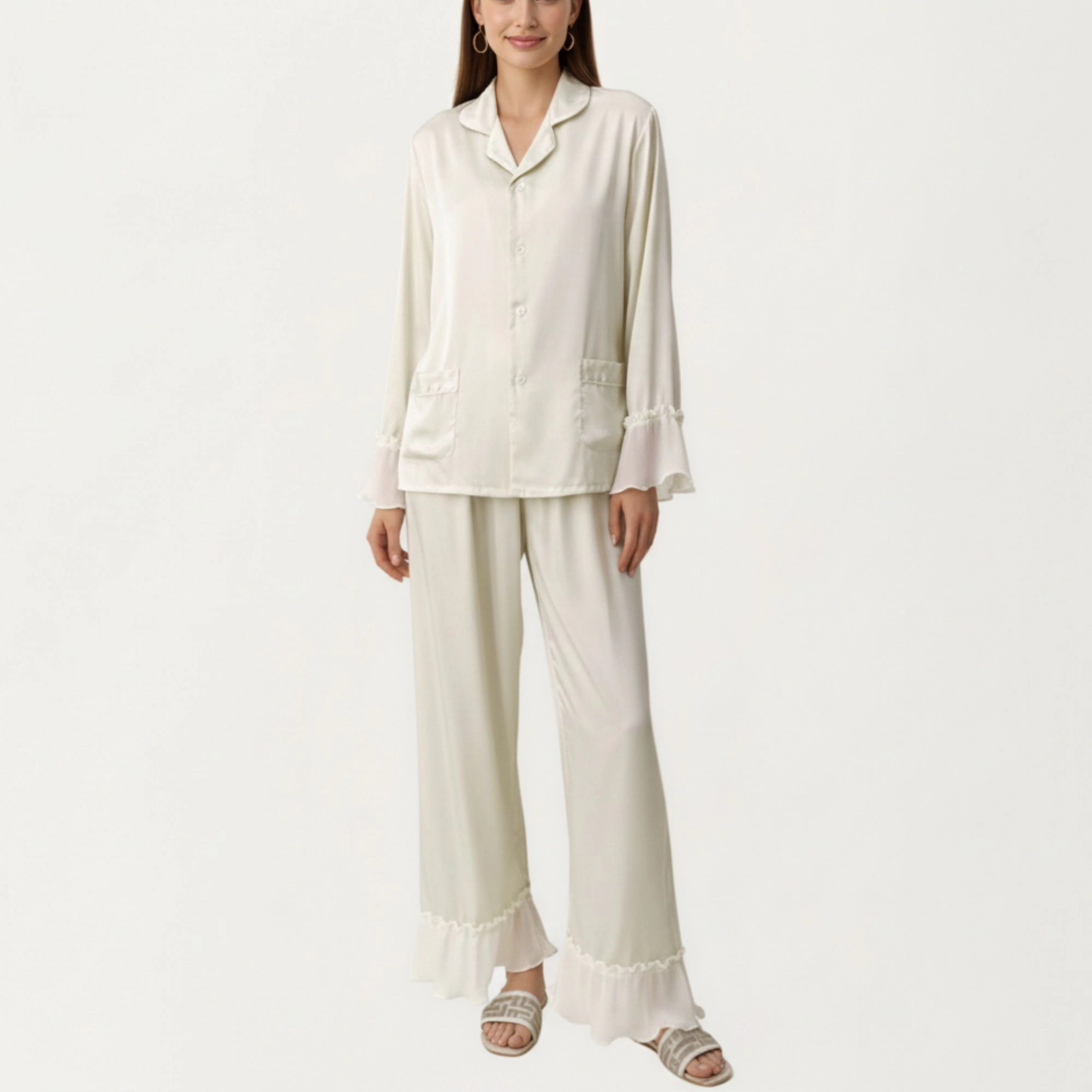 Anna-Kaci Women's 3-Piece Pajama Set with Button Front Top Relaxed Pants and Matching Adjustable Strap Sleep Cami