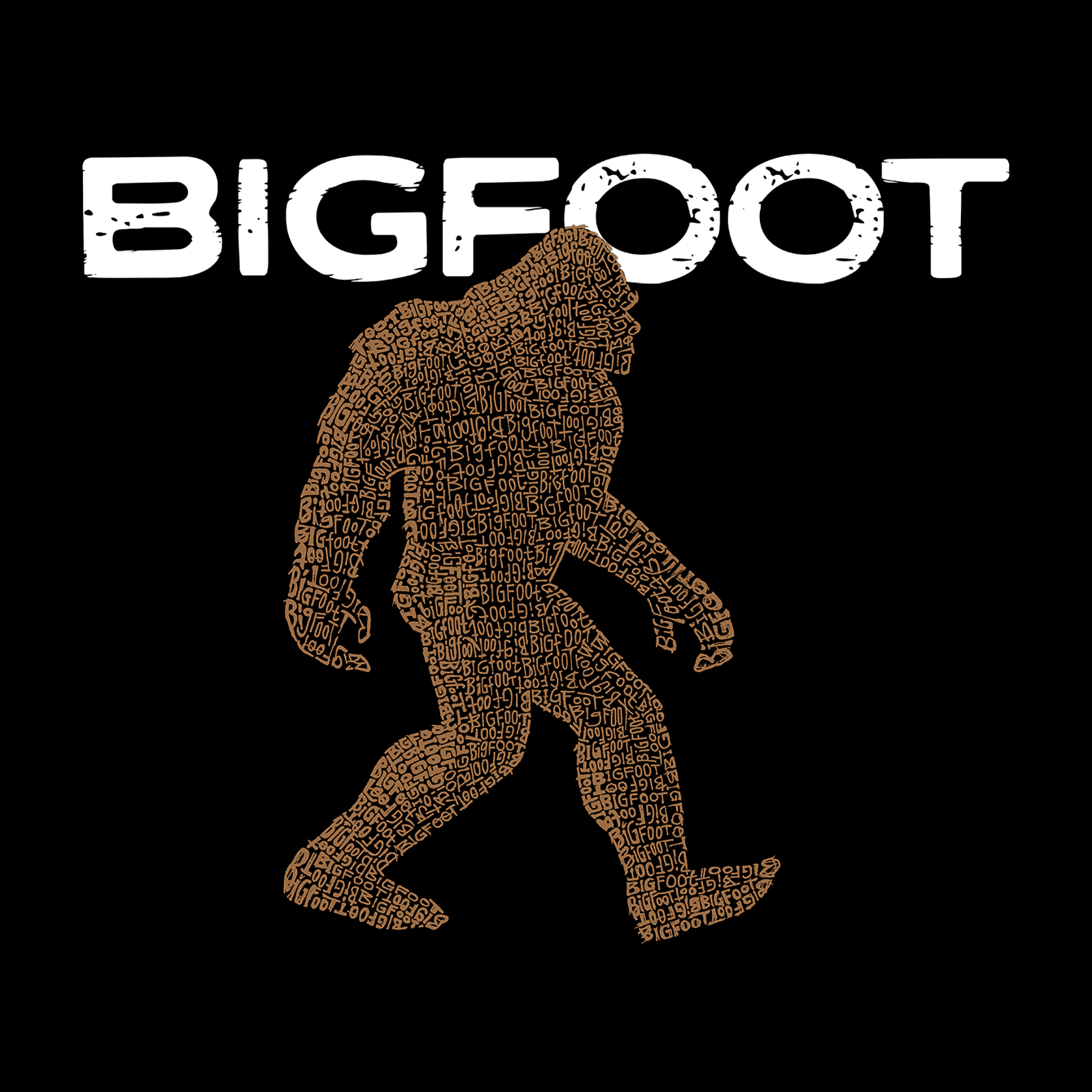 LA Pop Art Men's Bigfoot Word T-Shirt