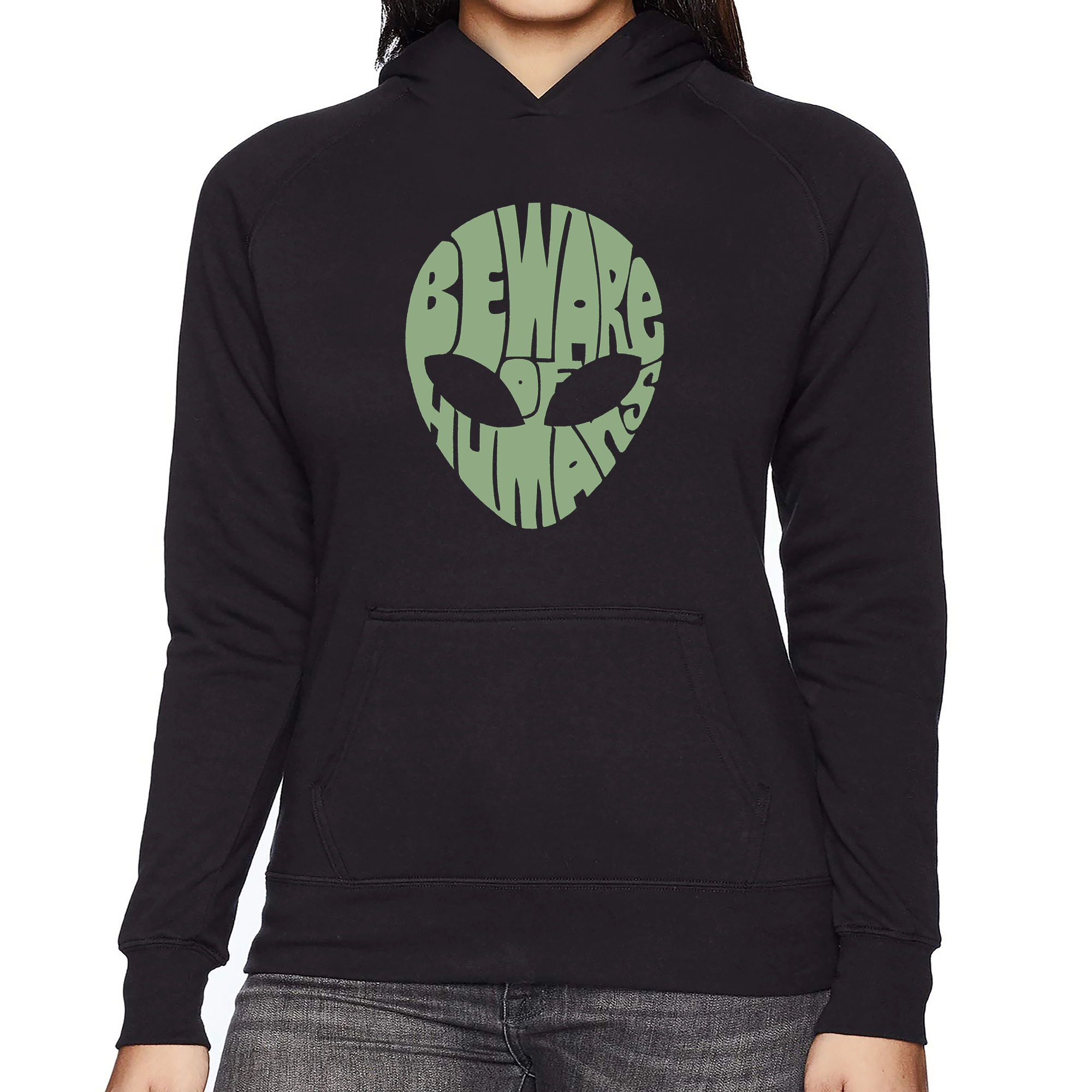 LA Pop Art Beware of Humans - Women's Word Hooded Sweatshirt