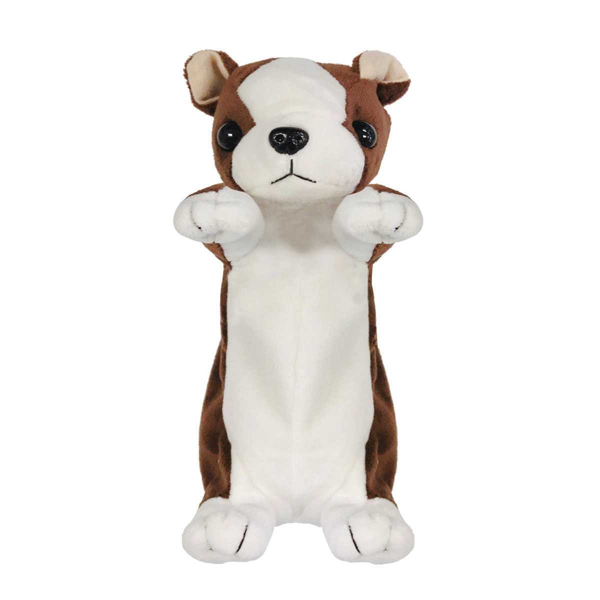 Wrapables Plush Dog Shaped Pencil Pouch, Brown and White
