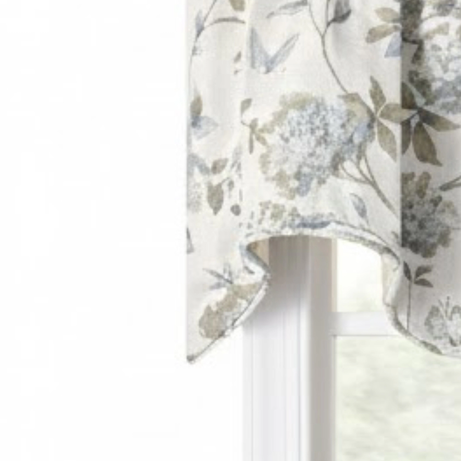Ellis Curtain 48% Cotton 52% Polyester Abigail Traditional Hydrangea Pattern Scallop Window Valance 70" x 17" Porcelain