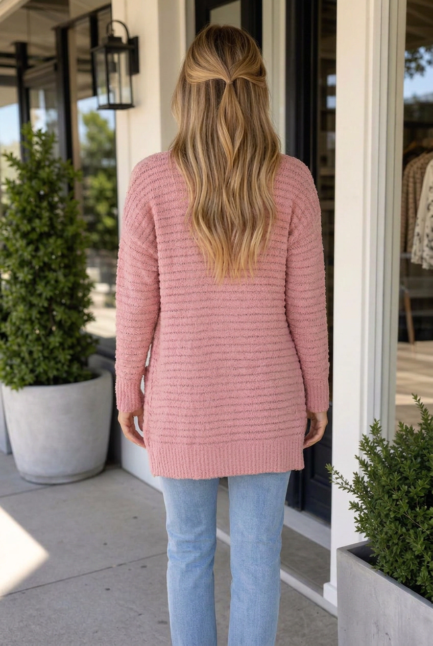Threaded Pear Jasmine Soft Fuzzy Ribbed Sweater
