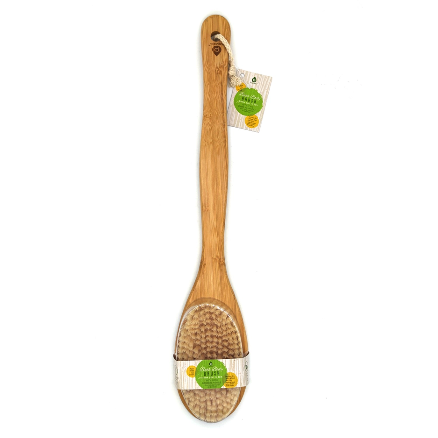 Pursonic Unisex Natural Bamboo Long Handle Exfoliating Bath Body Brush