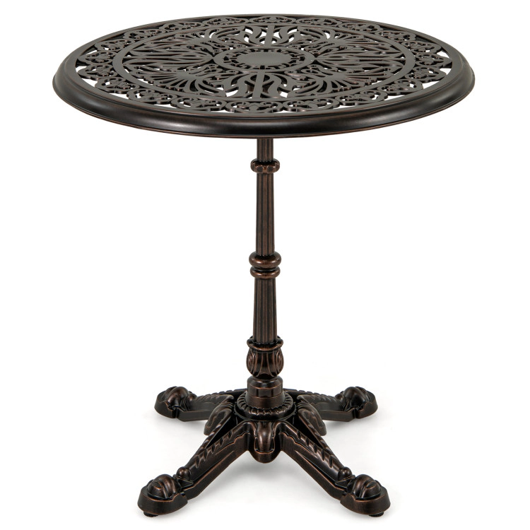 Hivvago 27Inch Round Cast Aluminum Patio Bistro Table With Hollow Top