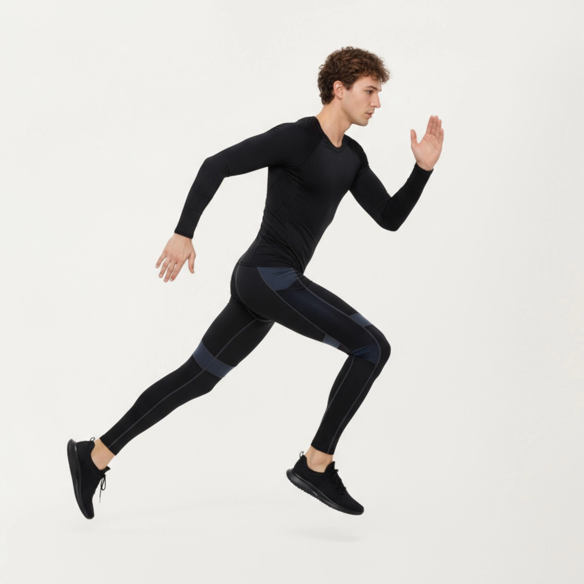 Anna-Kaci Men's Long Sleeve Crew Neck Compression Shirt with Stretch Fabric and Athletic Fit