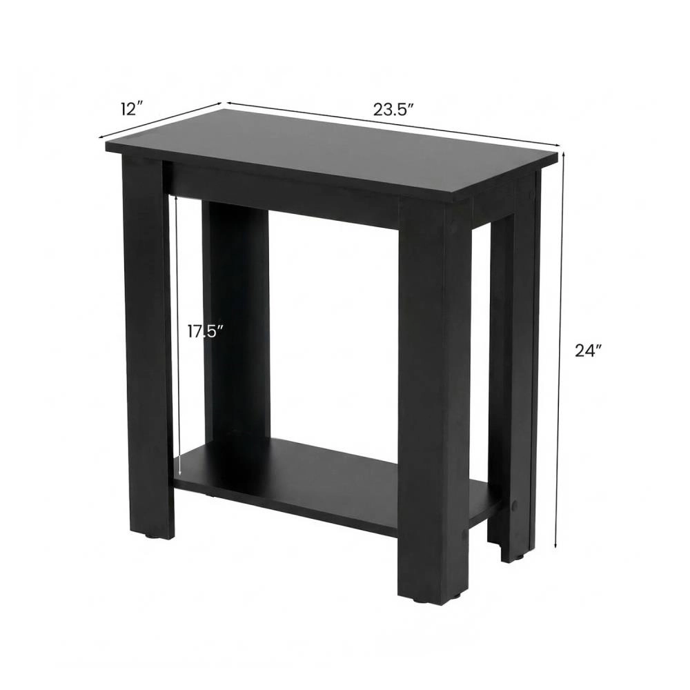 Hivvago Modern Dual-Layer Side Table with Built-in Storage Shelf