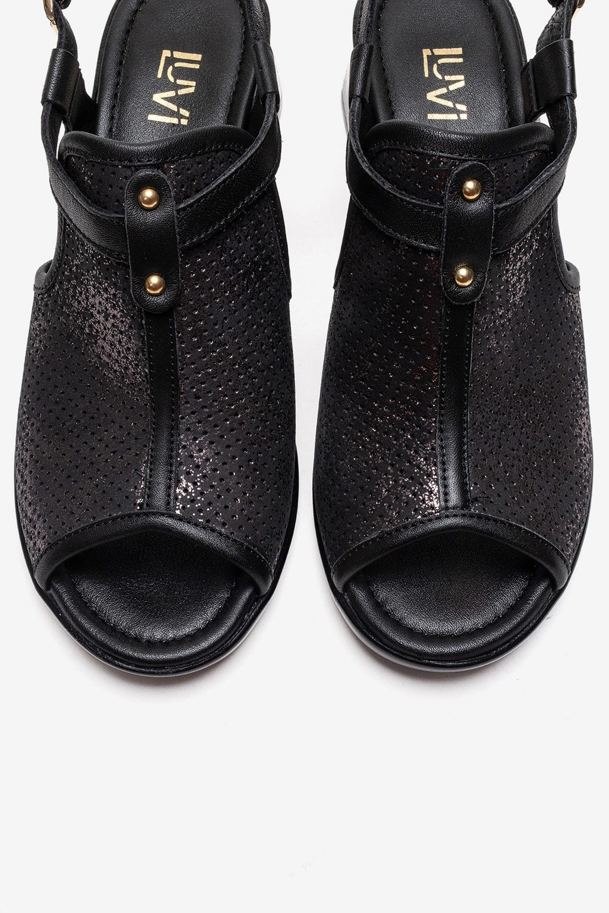 Forever & Always Womens Janelle Leather Block Heel Sandal