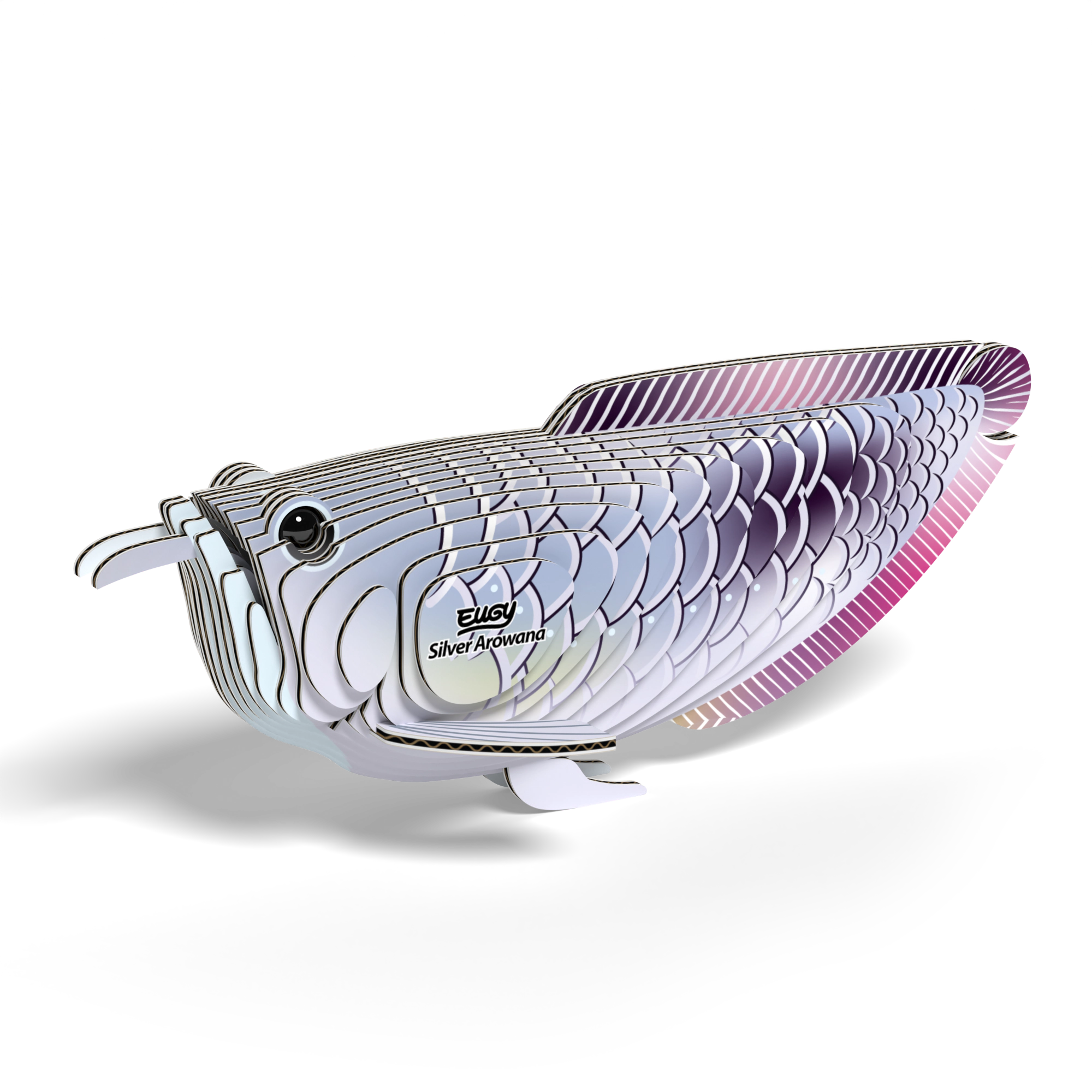 EUGY Silver Arowana 3D Puzzle - contains 26 puzzle pieces