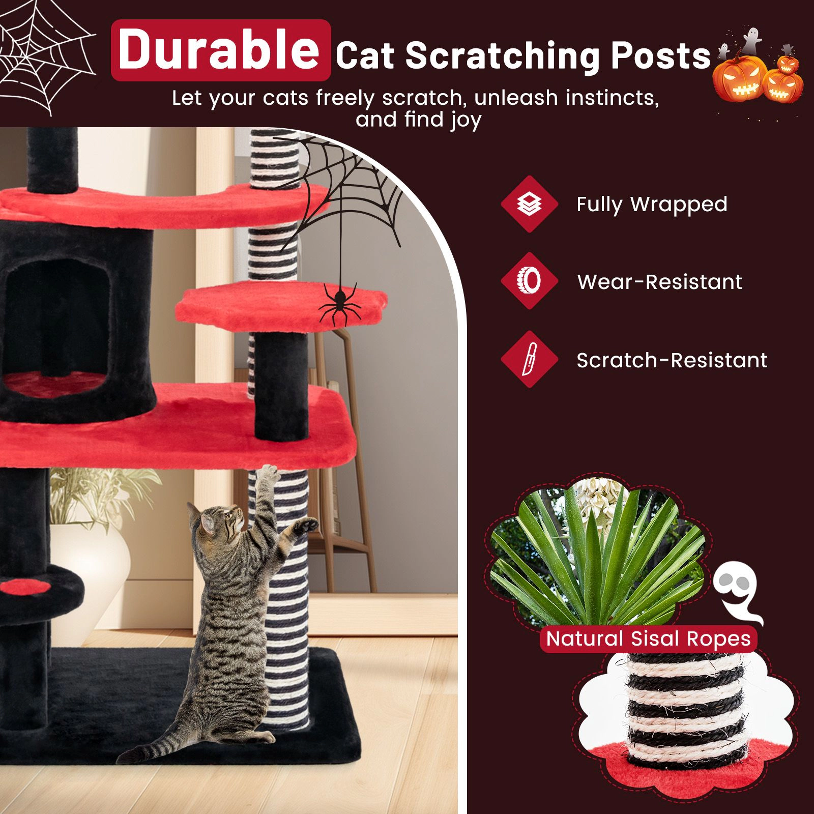 SlickBlue Gothic Cat Tower with Bed, Condo and Scratching Posts