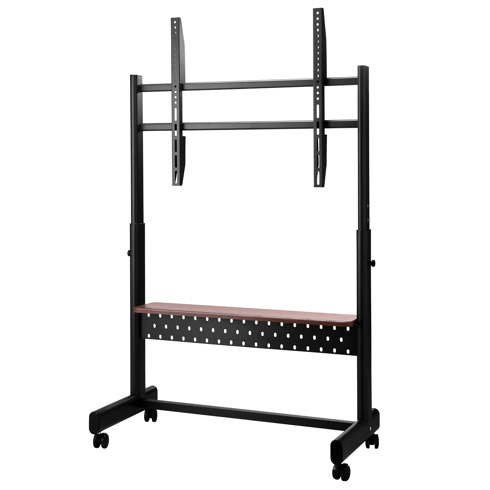 HONGGE Universal Rolling TV Cart for 55-100 Inch Screens, Height Adjustable Mobile Stand with Tray