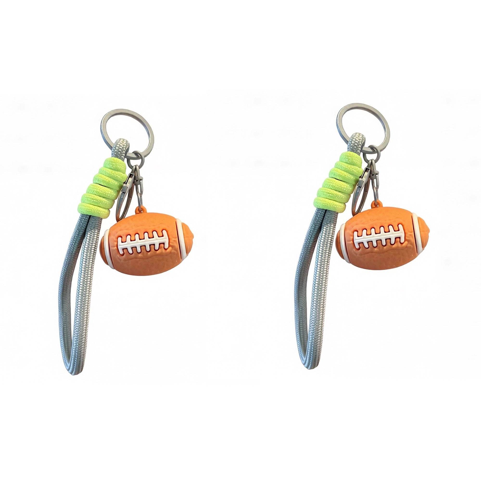 Alilang Women's 2 Pack Sports Ball Keychains with Wrist Strap and Clip Ring, Gray