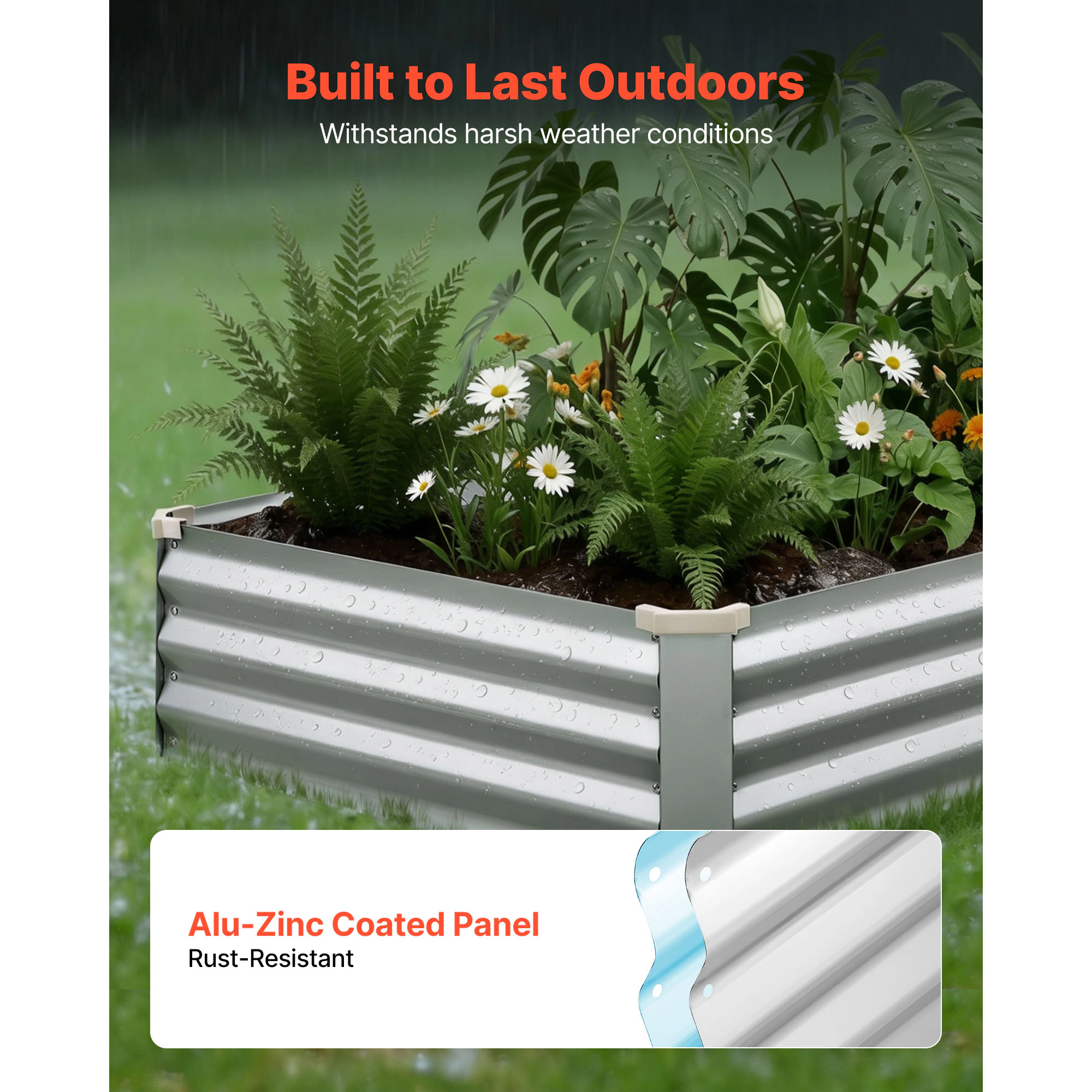 HONGGE 2 Pack Galvanized Raised Garden Beds Rectangular Metal Planter Boxes Kit Outdoor Bottomless Elevated Planting