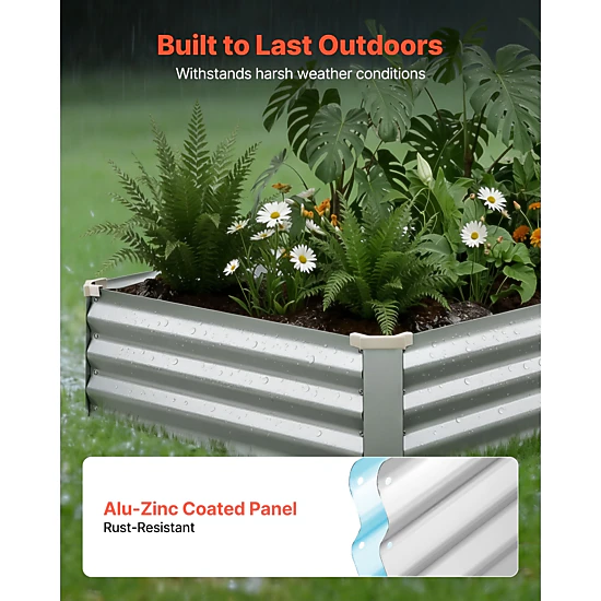 HONGGE 2 Pack Galvanized Raised Garden Beds Rectangular Metal Planter Boxes Kit Outdoor Bottomless Elevated Planting