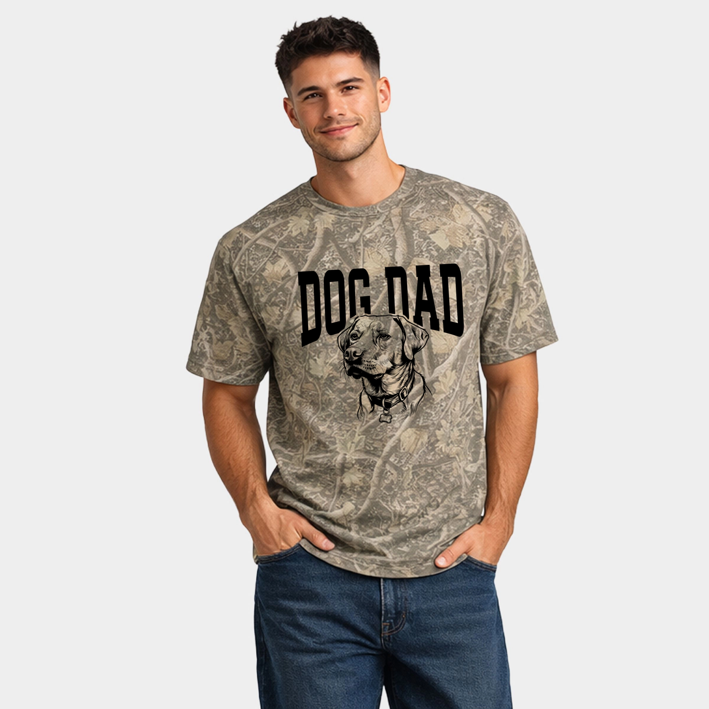 Simply Sage Market - Men's Heavyweight Camo Tee Dog Dad Sketch