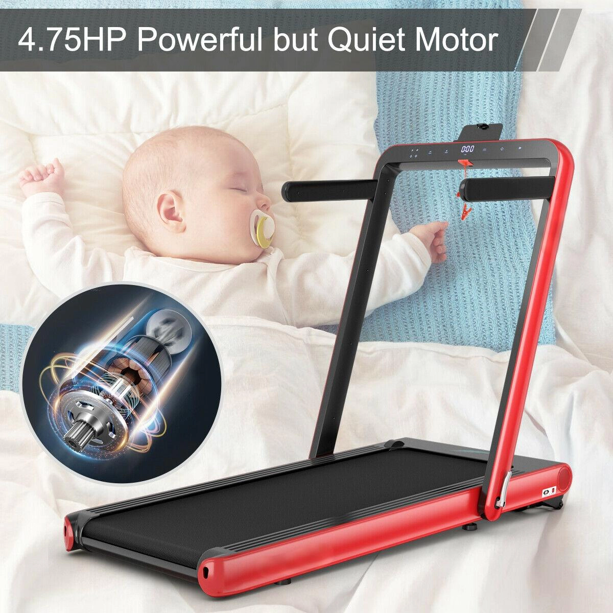 SUGIFT Red 4.75-HP 2-in-1 Folding Treadmill with Remote App Control 58-in W 31-in D 47-in H 265-lb User Capacity