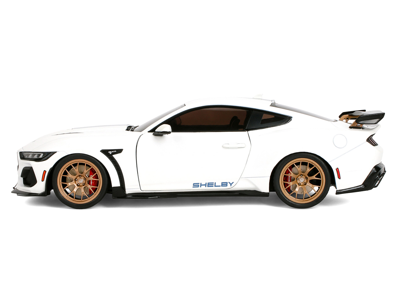Jada Ford Mustang Shelby Super Snake White Metallic with Blue Stripes and Gold Wheels "Pink Slips" Series 1/18