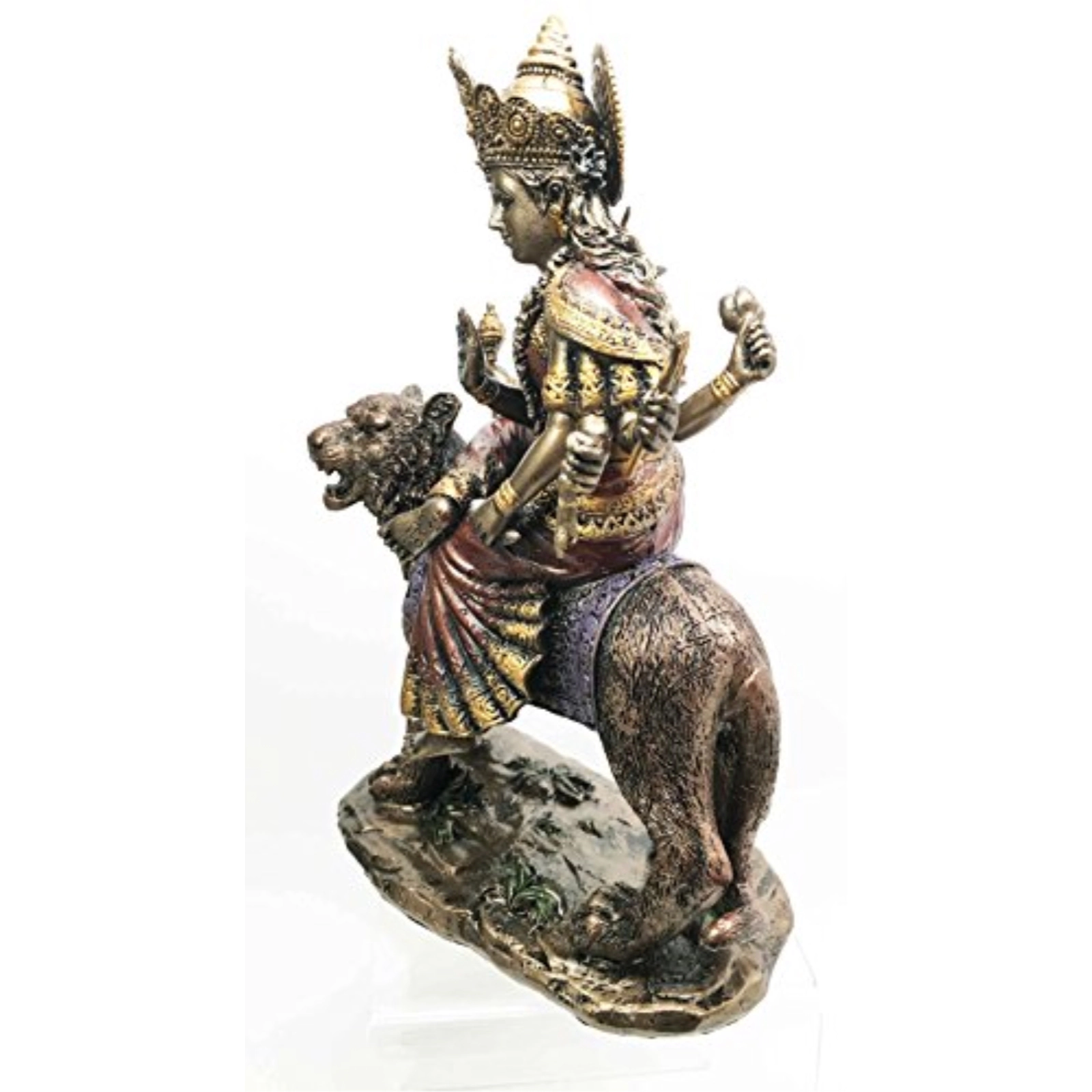 Pacific Giftware Eastern Enlightenment Durga On Tiger Statue Decorative Resin Piece 8.5 inch