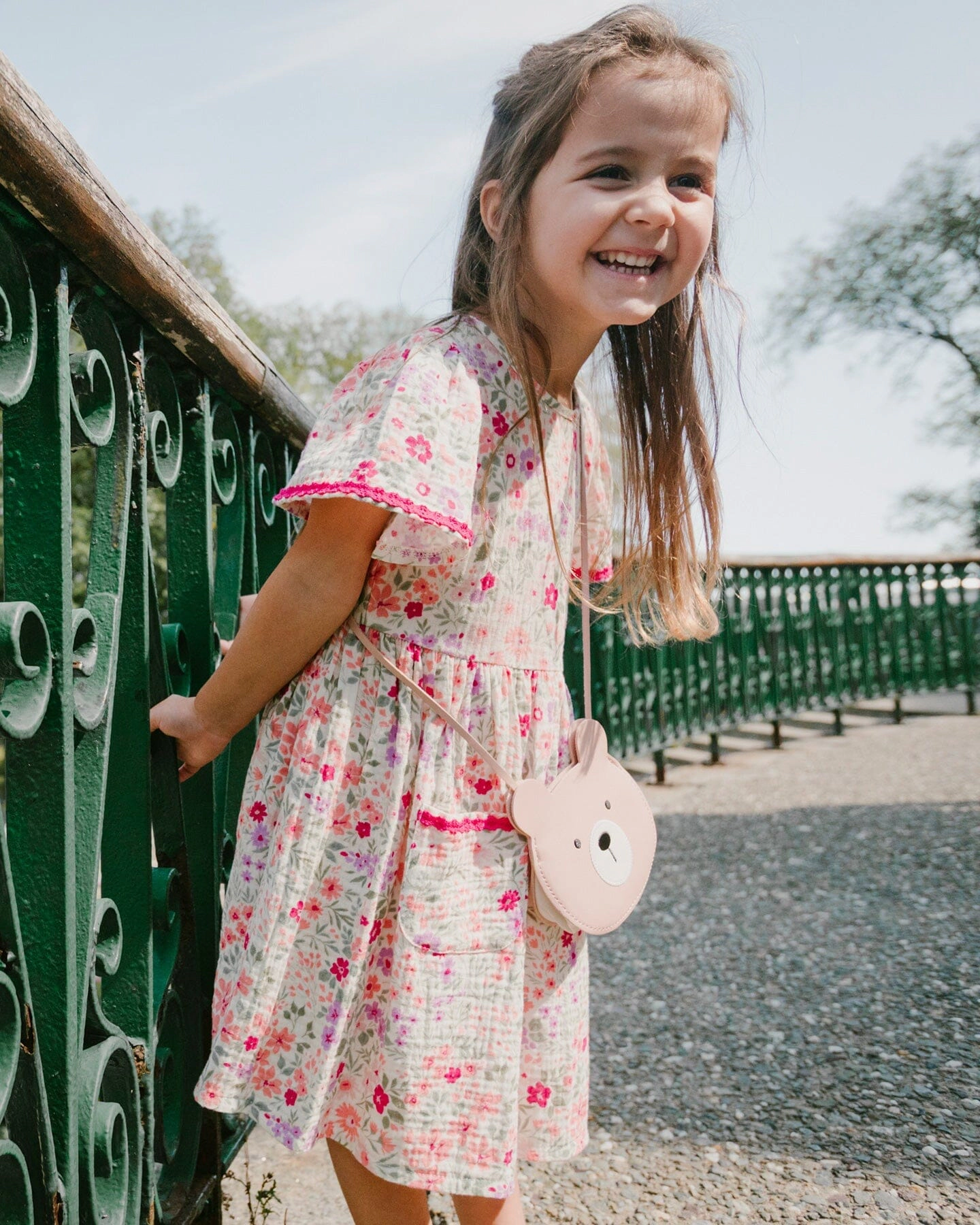 Deux par Deux Girls Muslin Dress Printed Flowers