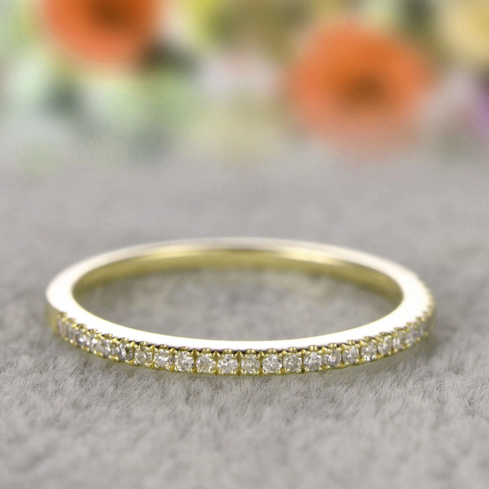 Brass Eternity Stackable Wedding Band with Cubic Zirconia