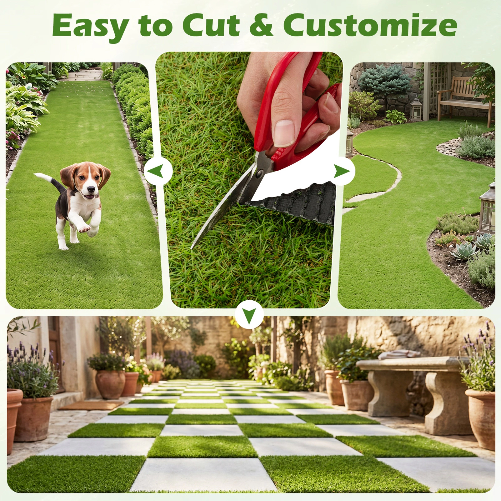 SUGIFT 15-ft x 7-ft 0.75-in Low Pile Indoor Outdoor Non-Shedding Artificial Grass Turf Rug with Drainage Holes