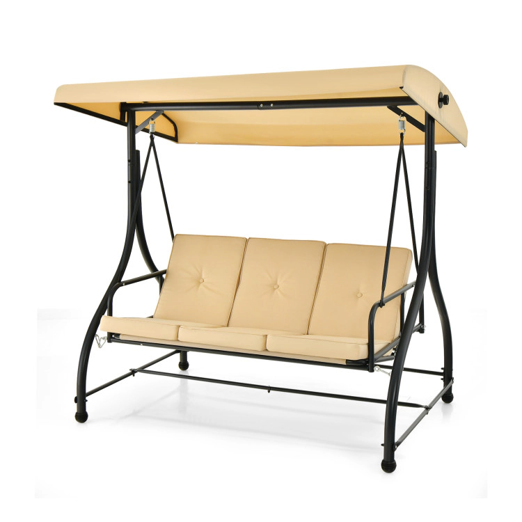 Hivvago 3 Seat Outdoor Porch Swing With Adjustable Canopy