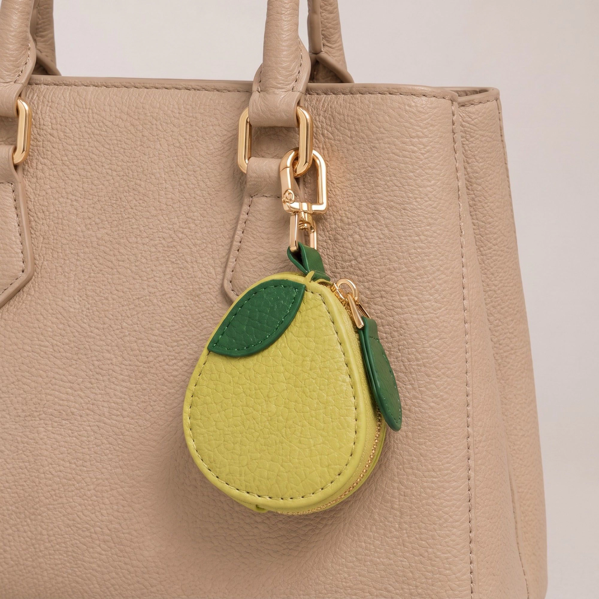 Alilang Women's Orange Pouch Bag Charm with Zipper Closure and Gold Tone Clip
