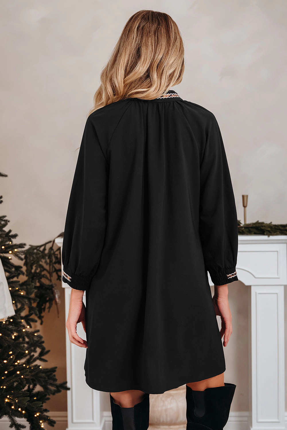 Threaded Pear Women's Quincy Sleeve Shift Mini Dress