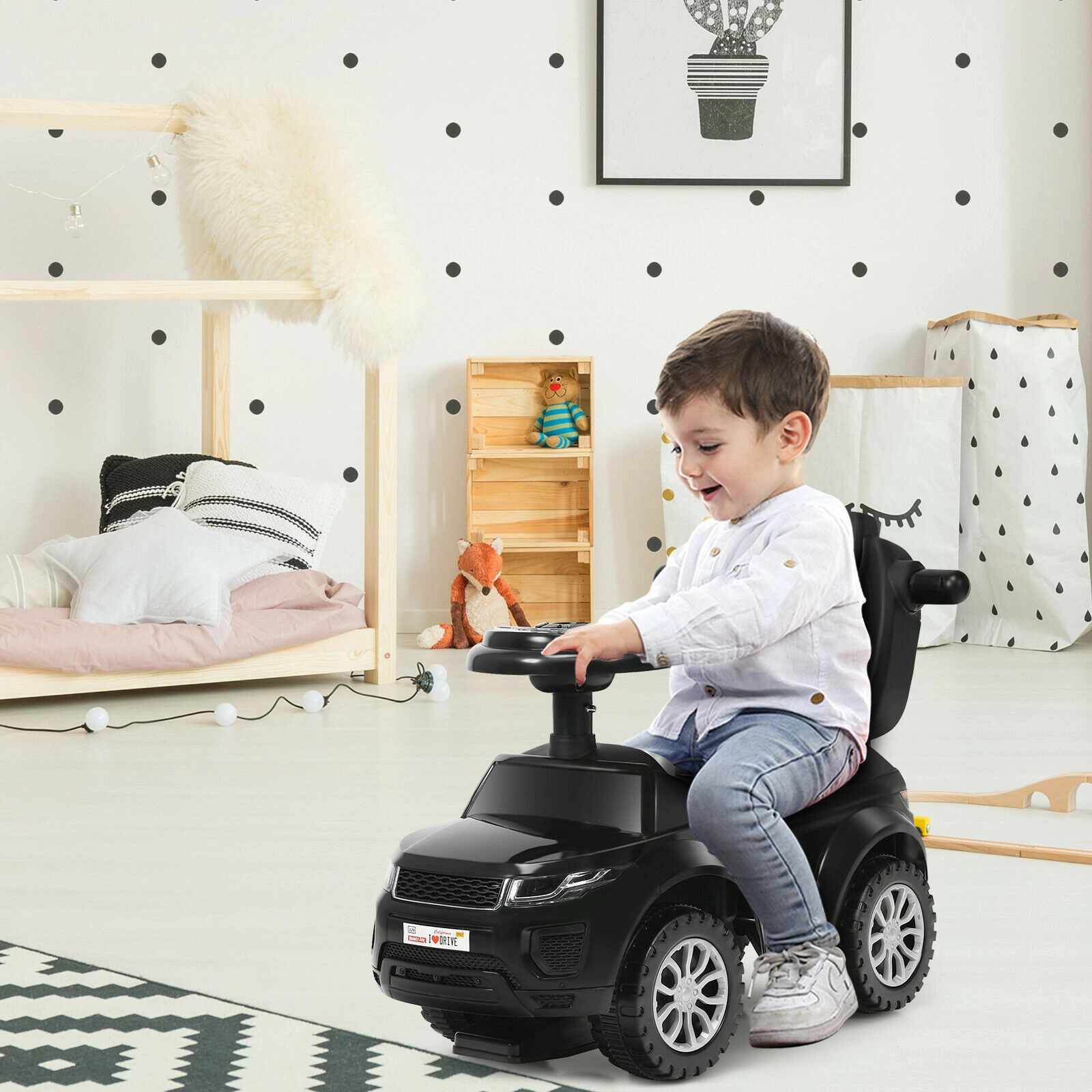 Hivvago 3 1 Ride on Push Car Toddler Stroller Sliding with Music