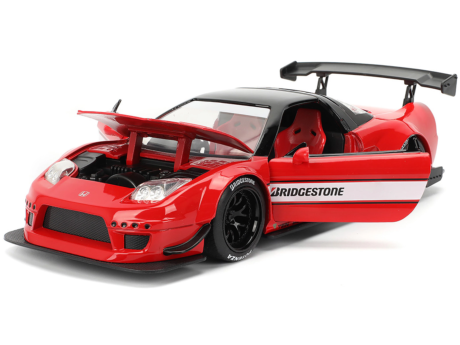 Jada 2002 Honda NSX-R RHD (Right Hand Drive) "Bridgestone" Red with Black Top and White Stripes "JDM Tuners"