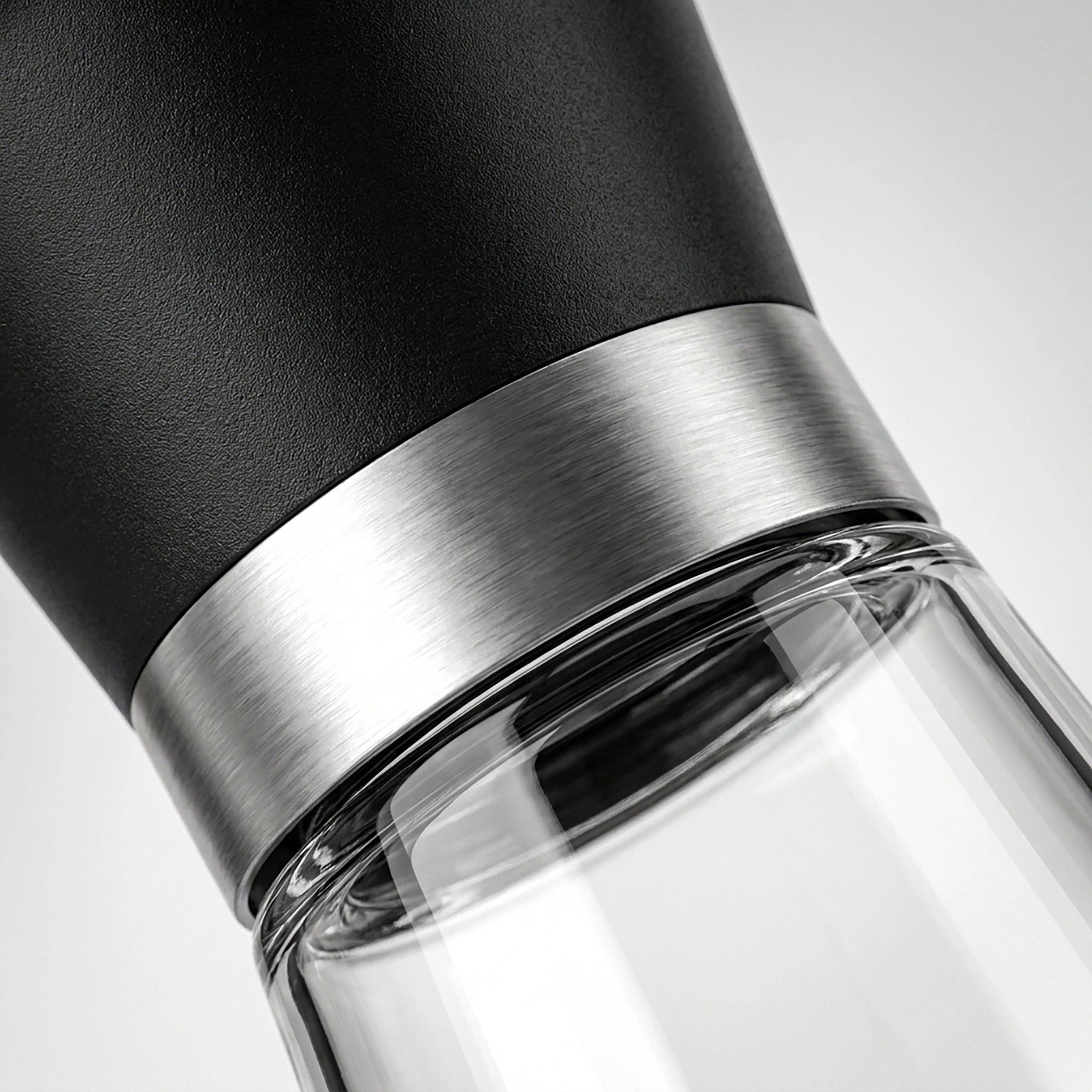 Alilang Unisex 2-Piece Glass Salt and Pepper Grinder Set with Stainless Steel Accent