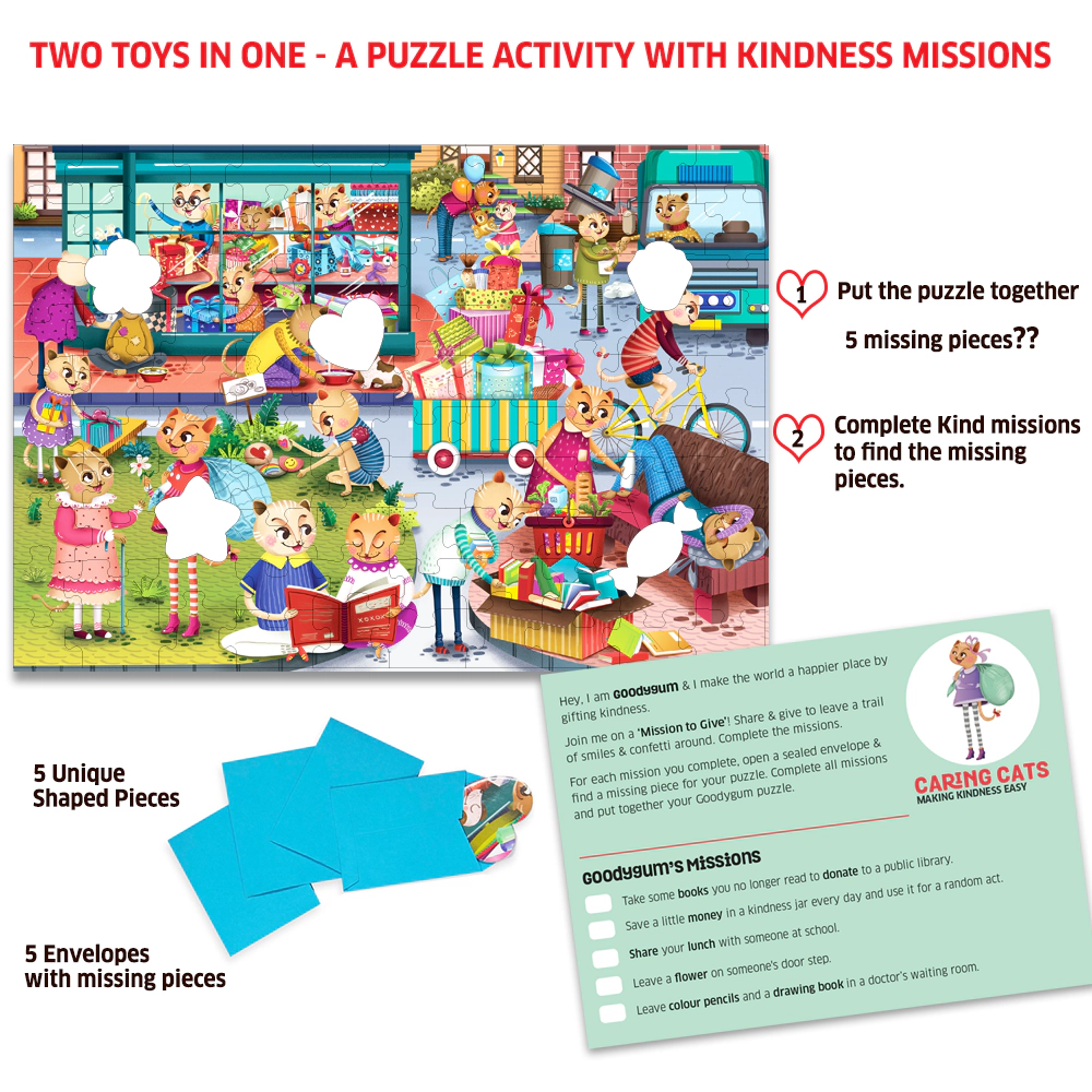 Chalk & Chuckles Caring Cats GoodyGum Activity Puzzle -100 pieces