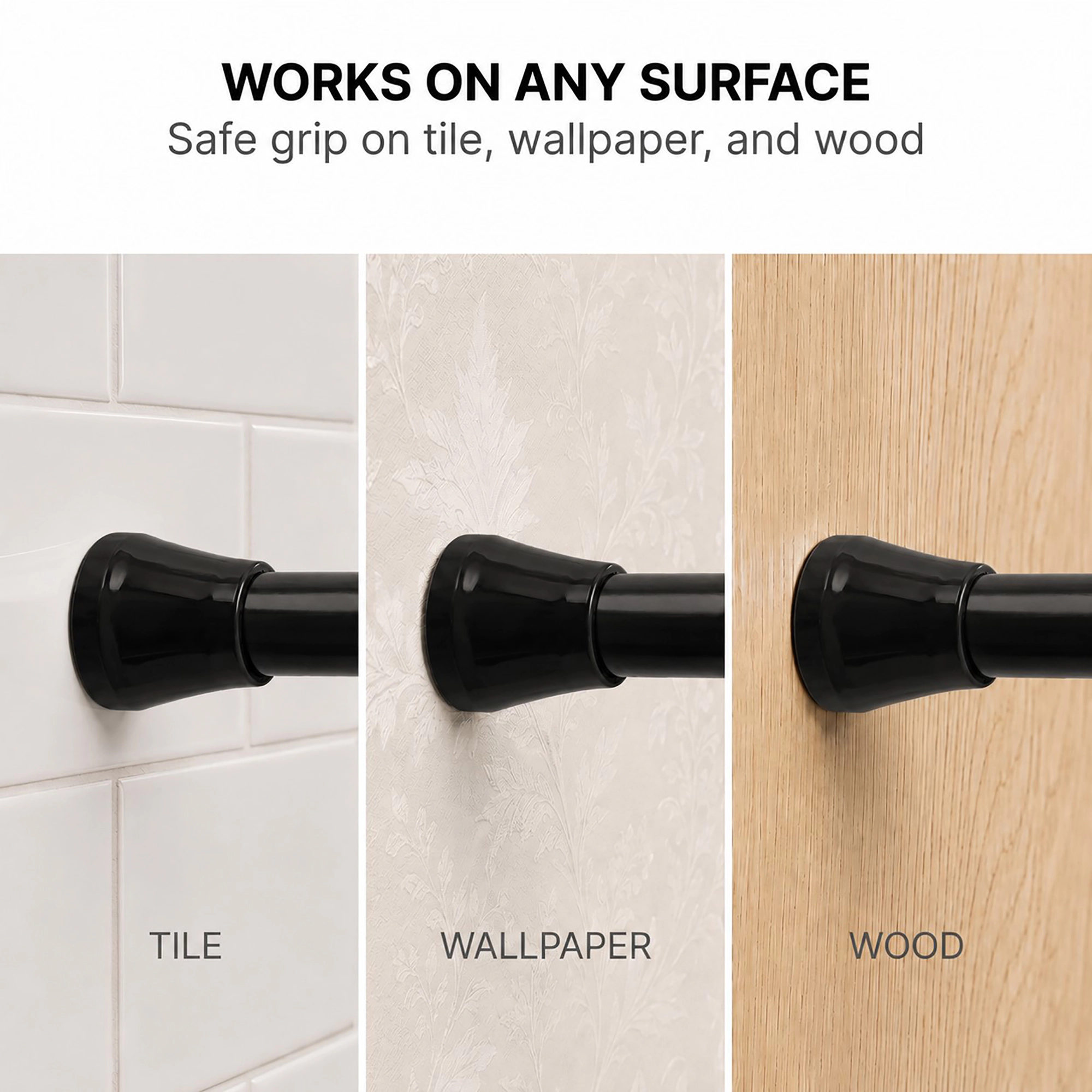 Evideco French Home Goods Adjustable Tension Shower Curtain Rod 28–47 in, 1" Diameter