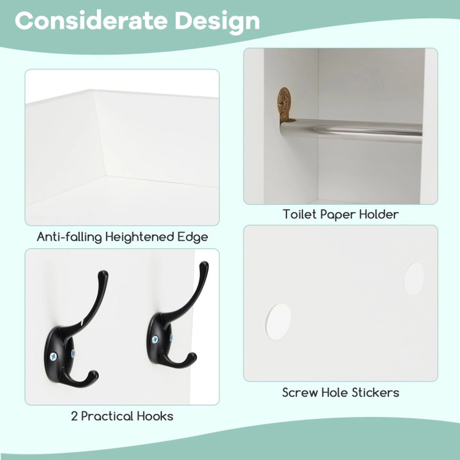 SUGIFT Sliding Barn Door 3-Tier Shelves Over The Toilet Storage Cabinet 32-in x 7.5-in x 62-in 200-lb Capacity White