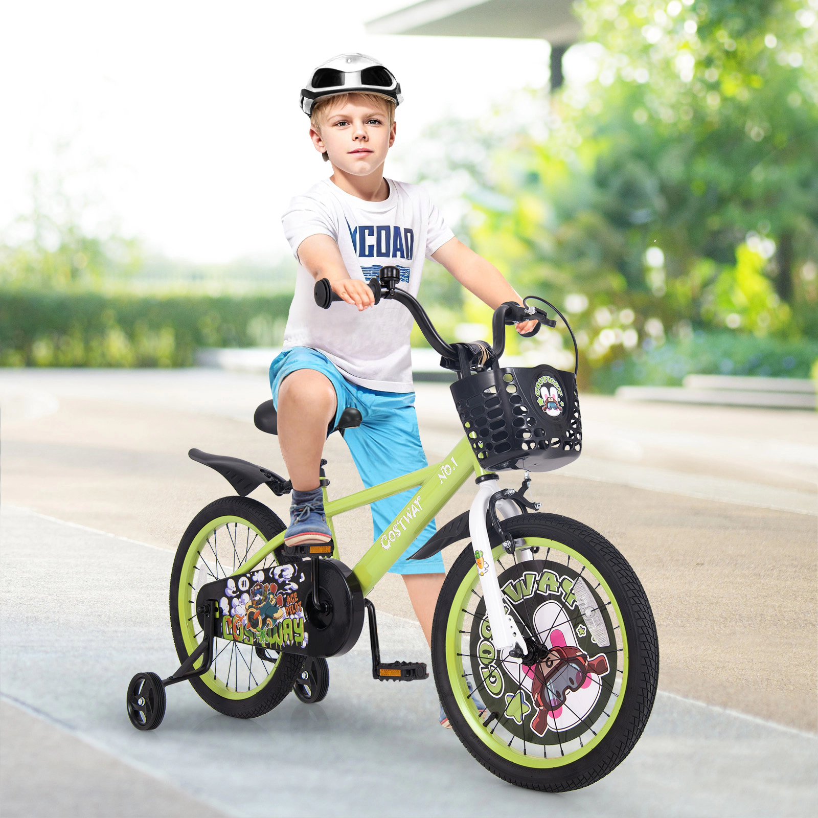 LJG Kids Bike Adjustable with Detachable Training Wheels