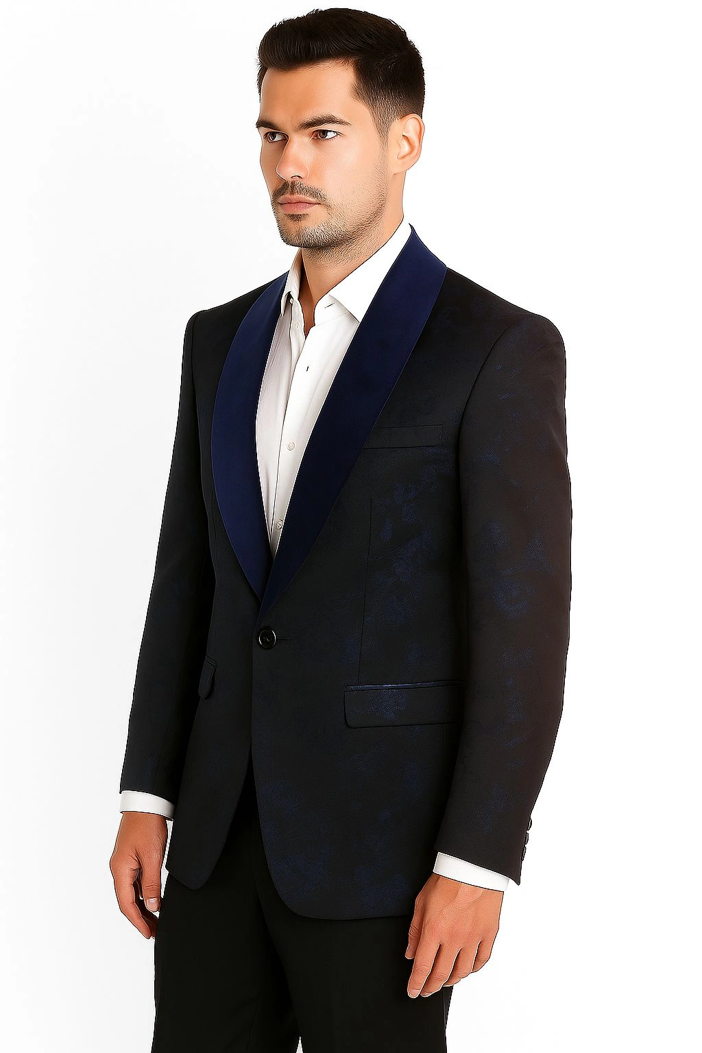 Elie Balleh Men's Slim Fit Floral Shawl Collar Blazer